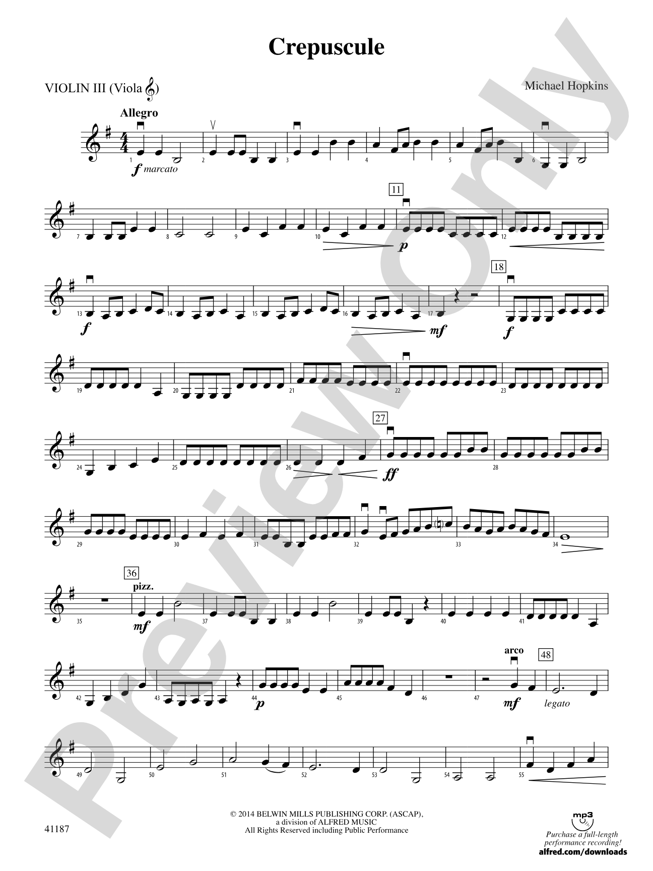 Crepuscule: 3rd Violin (Viola [TC])