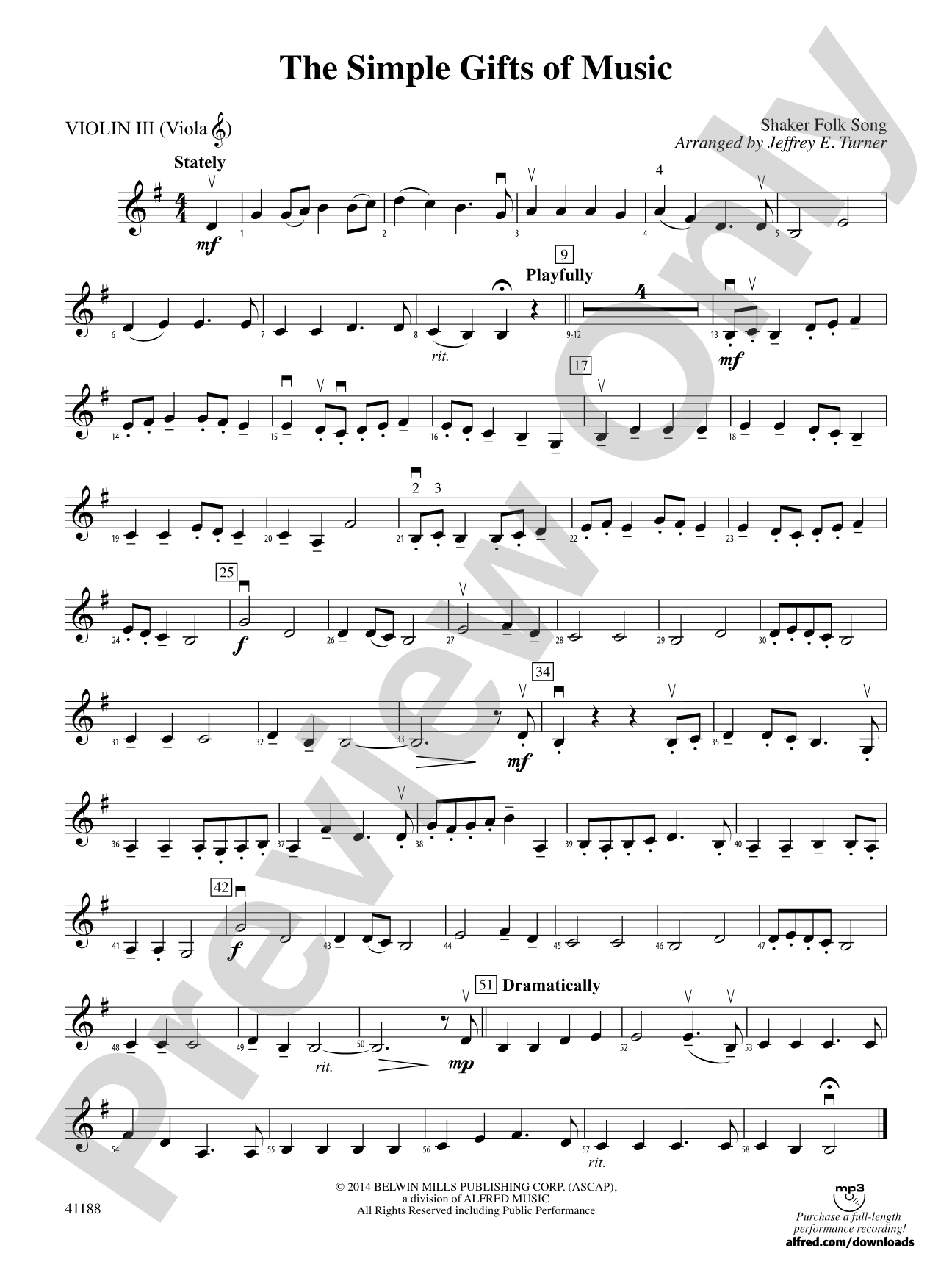 The Simple Gifts of Music: 3rd Violin (Viola [TC])
