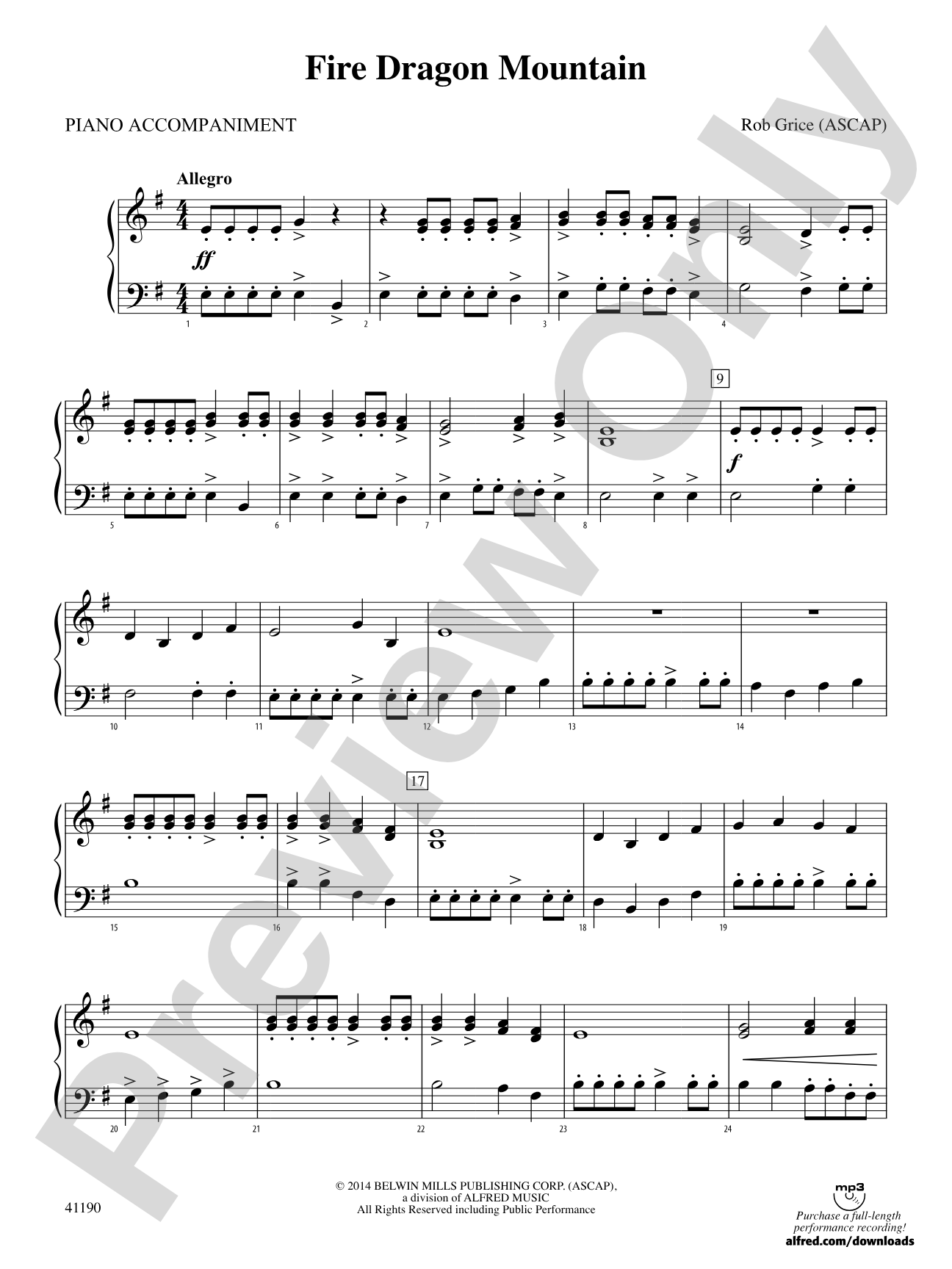 Fire Dragon Mountain: Piano Accompaniment