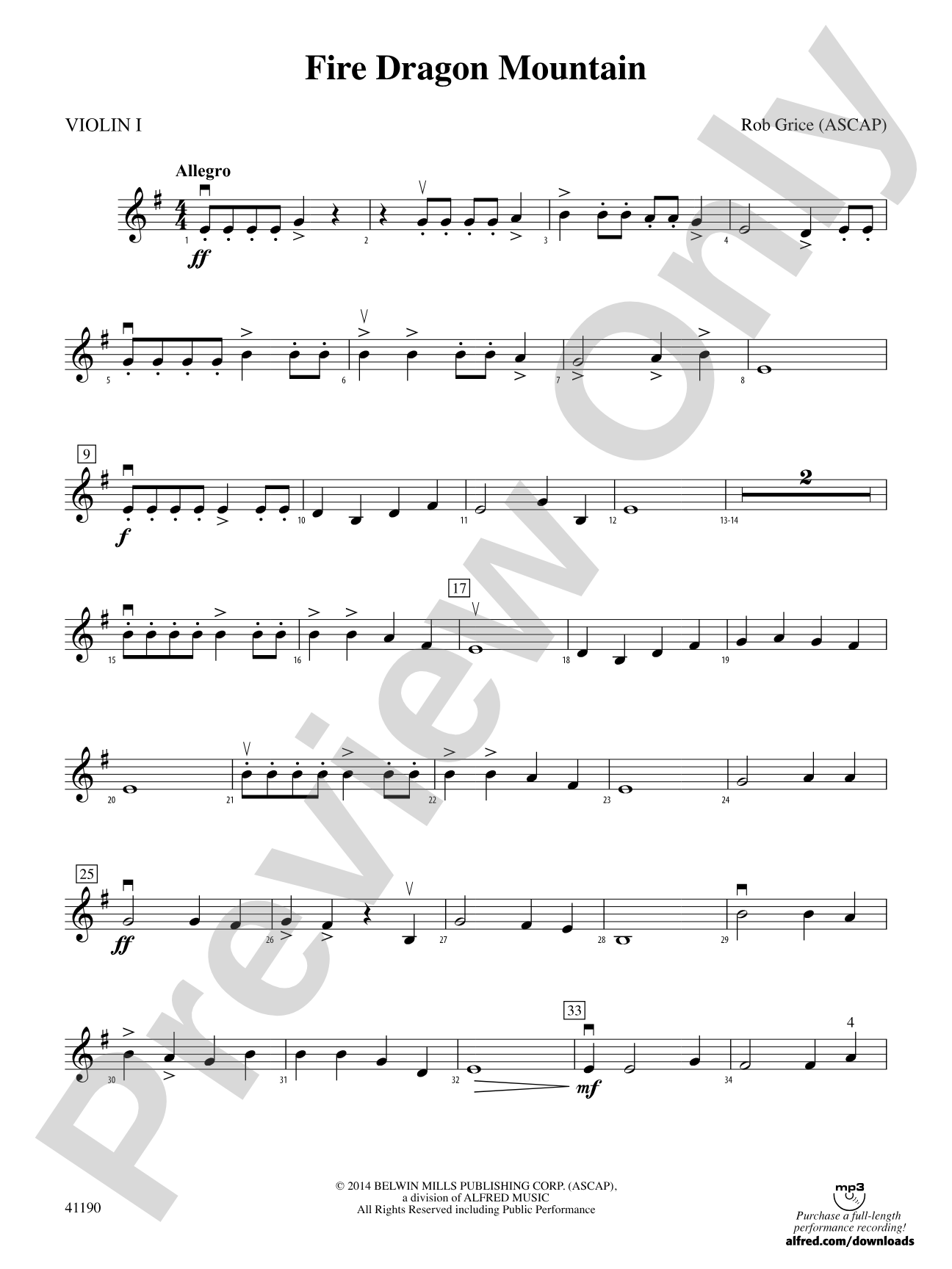 Fire Dragon Mountain: 1st Violin