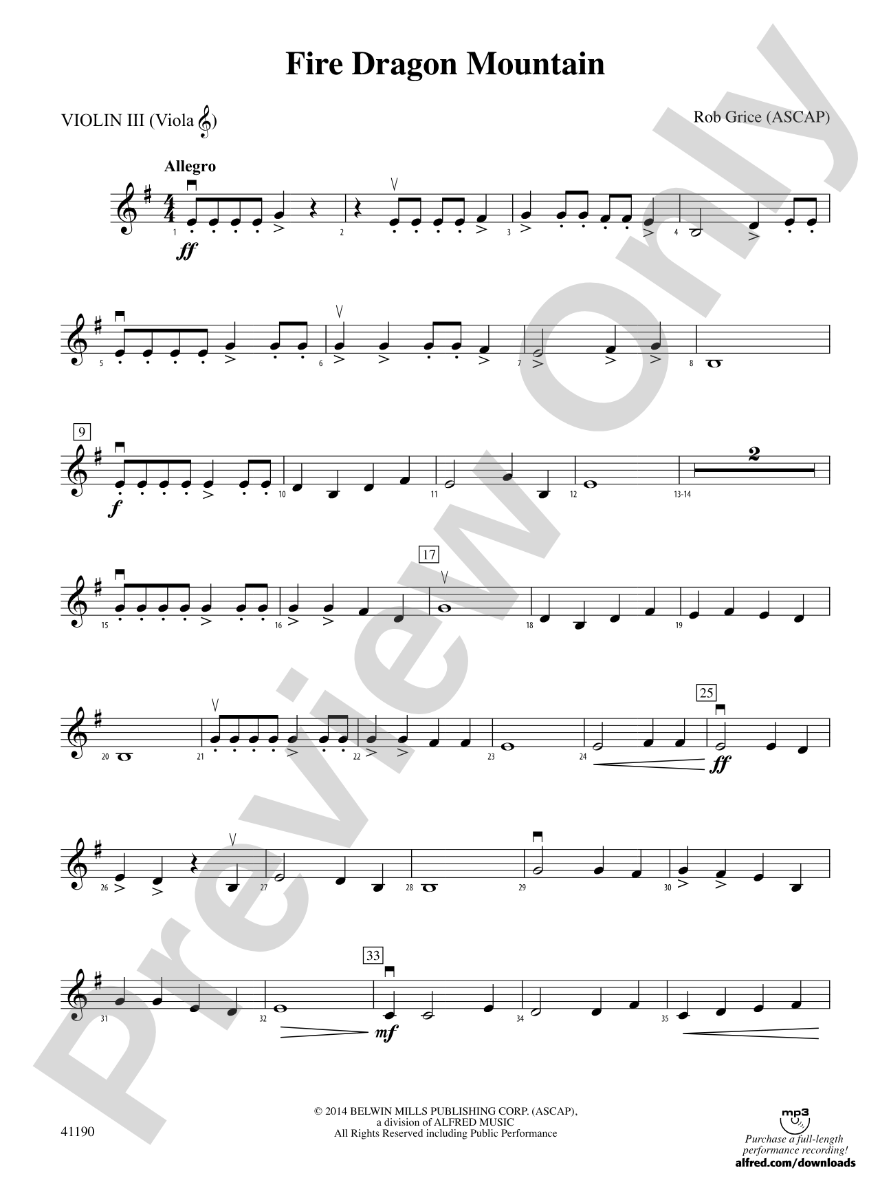 Fire Dragon Mountain: 3rd Violin (Viola [TC])