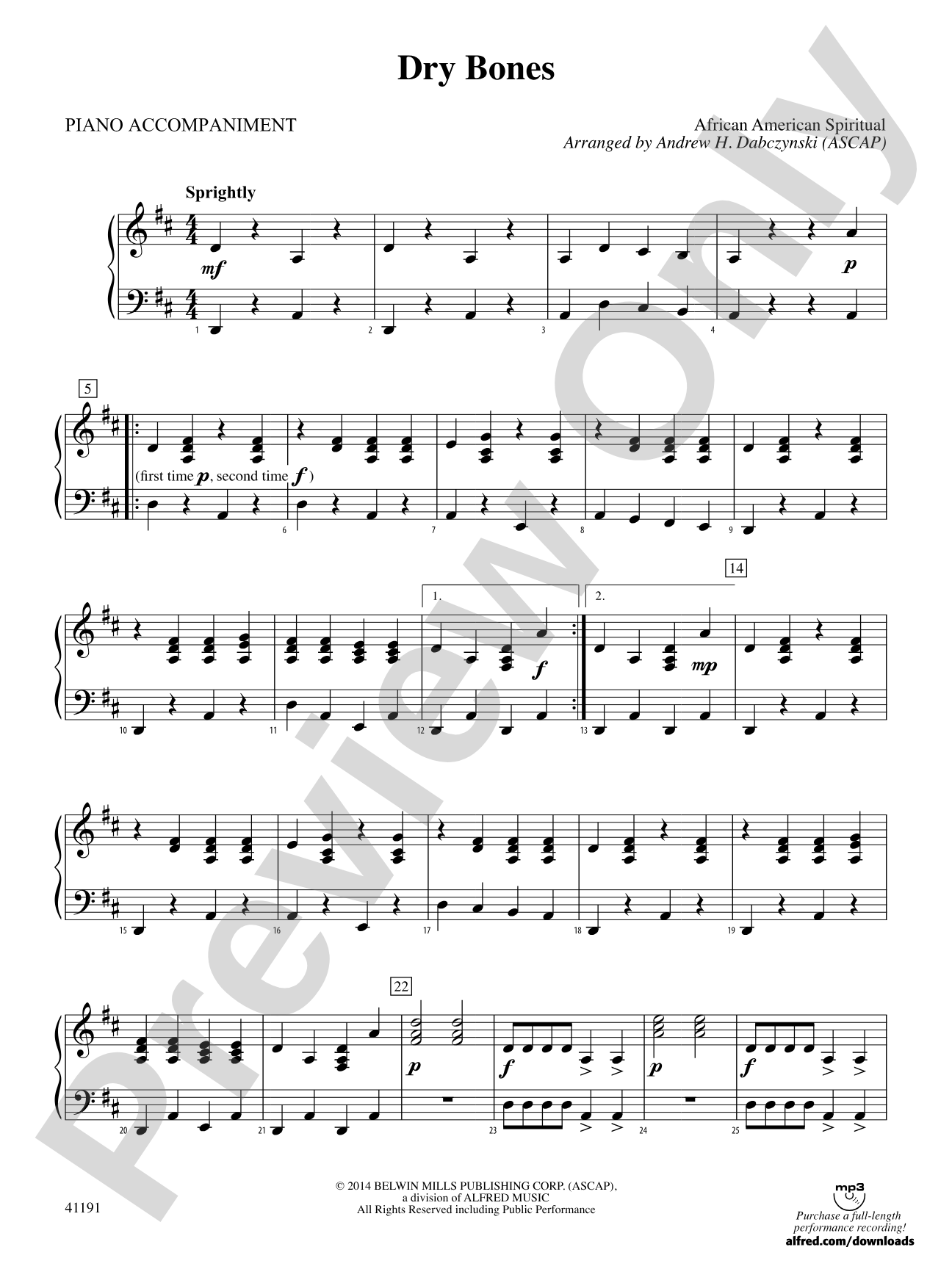 Dry Bones: Piano Accompaniment