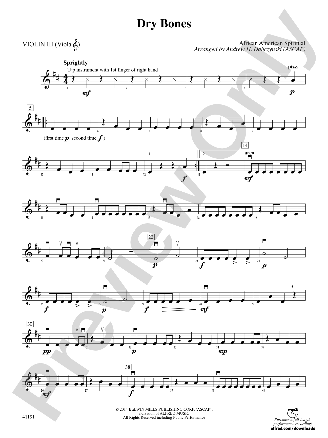 Dry Bones: 3rd Violin (Viola [TC])