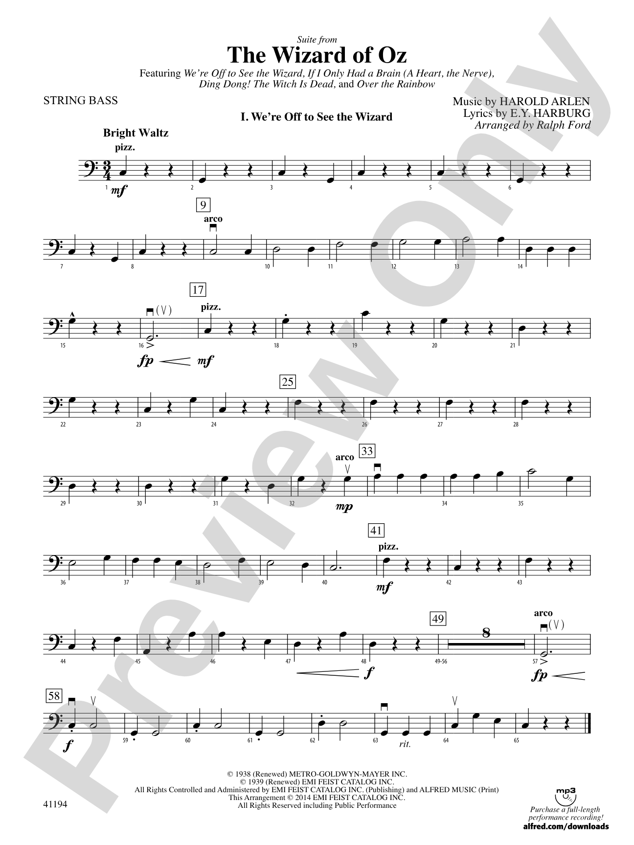 The Wizard of Oz, Suite from: String Bass