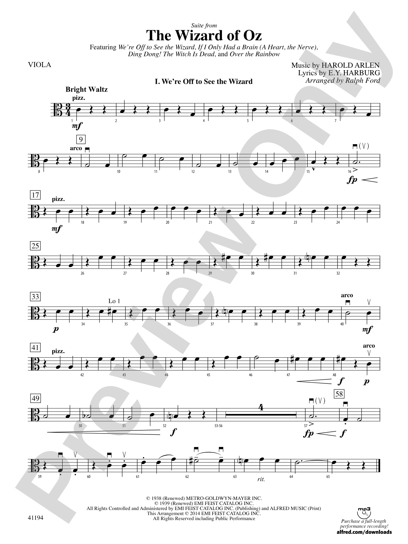 The Wizard of Oz, Suite from: Viola