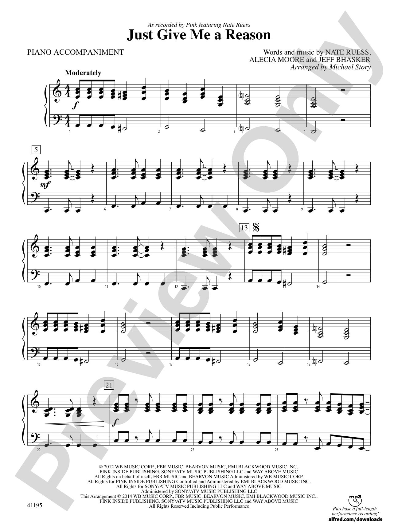 Just Give Me a Reason: Piano Accompaniment