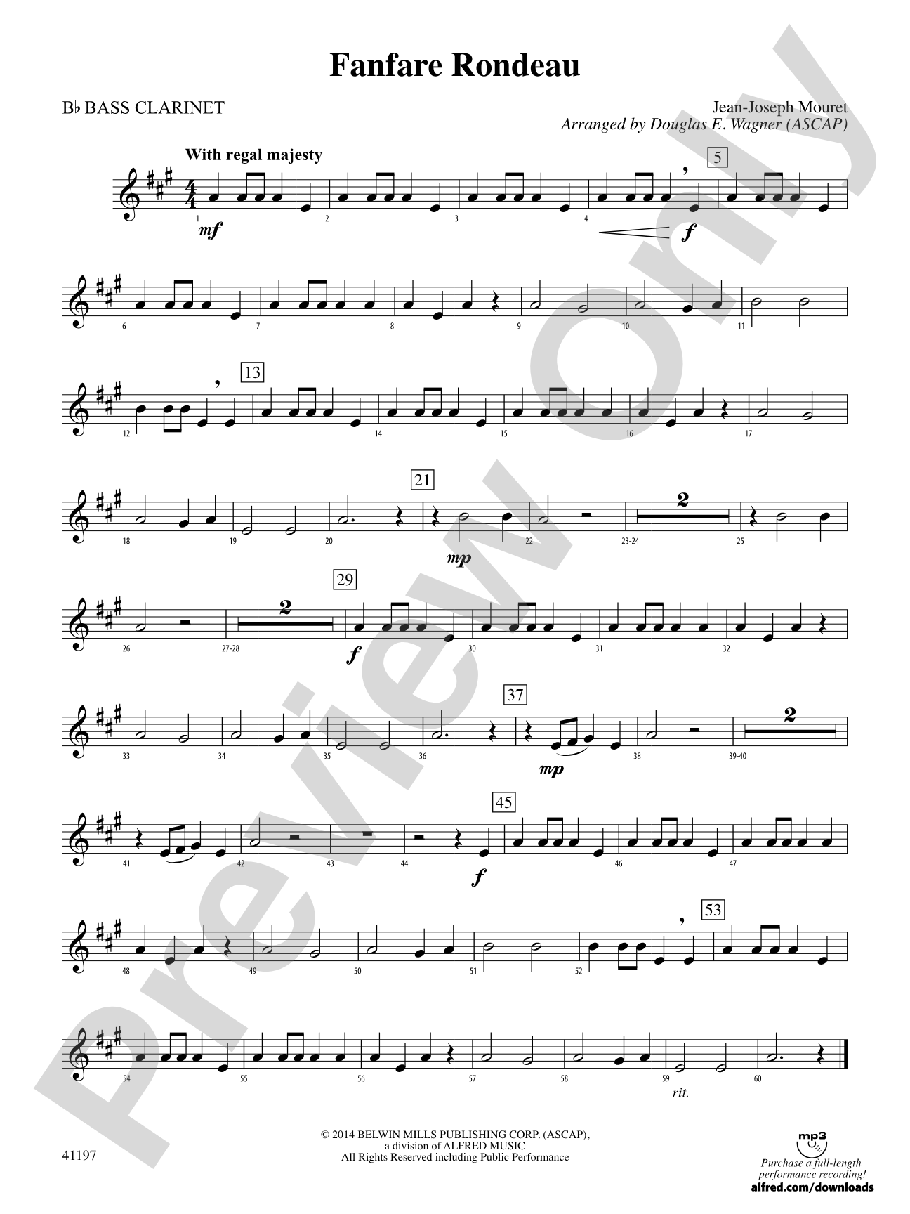 Fanfare Rondeau: B-flat Bass Clarinet