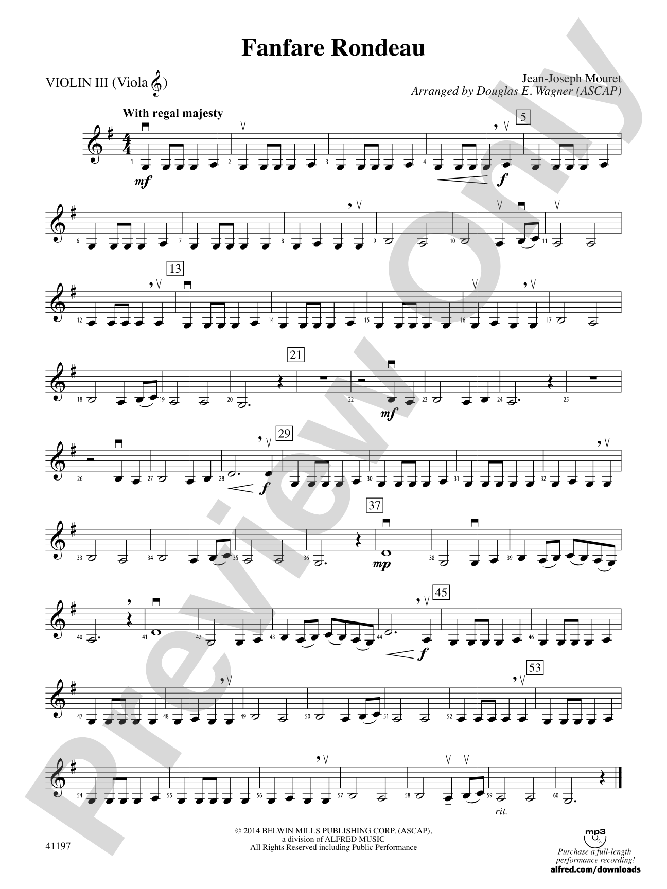 Fanfare Rondeau: 3rd Violin (Viola [TC])