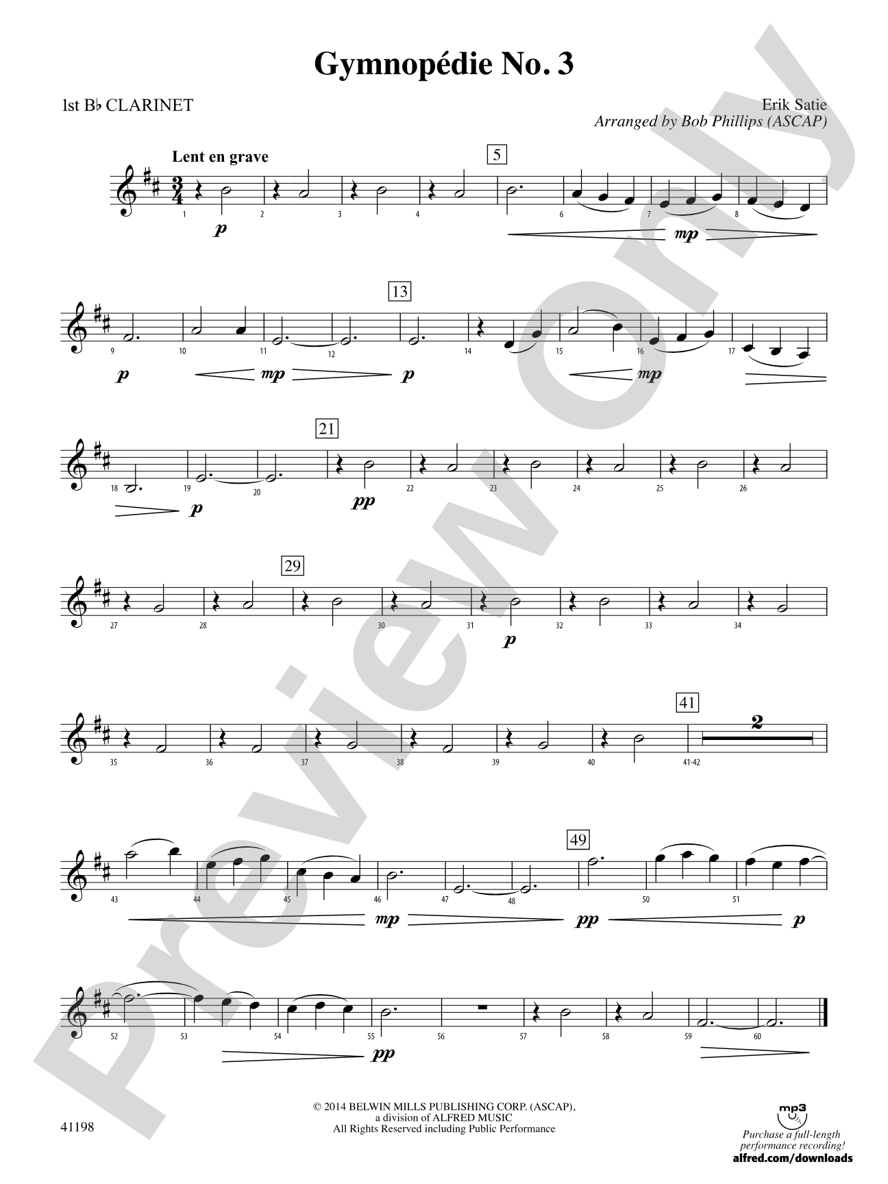 Gymnopédie No. 3: 1st B-flat Clarinet