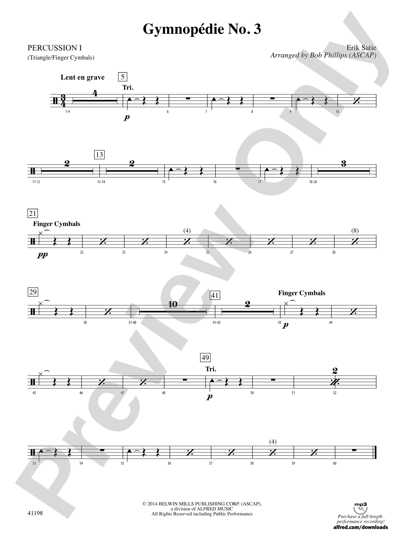 Gymnopédie No. 3: 1st Percussion