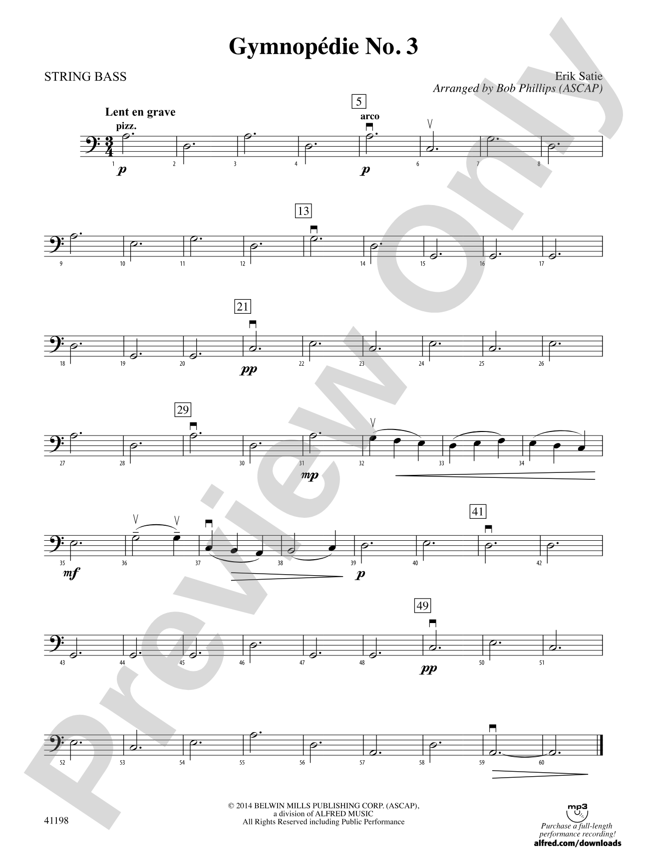 Gymnopédie No. 3: String Bass