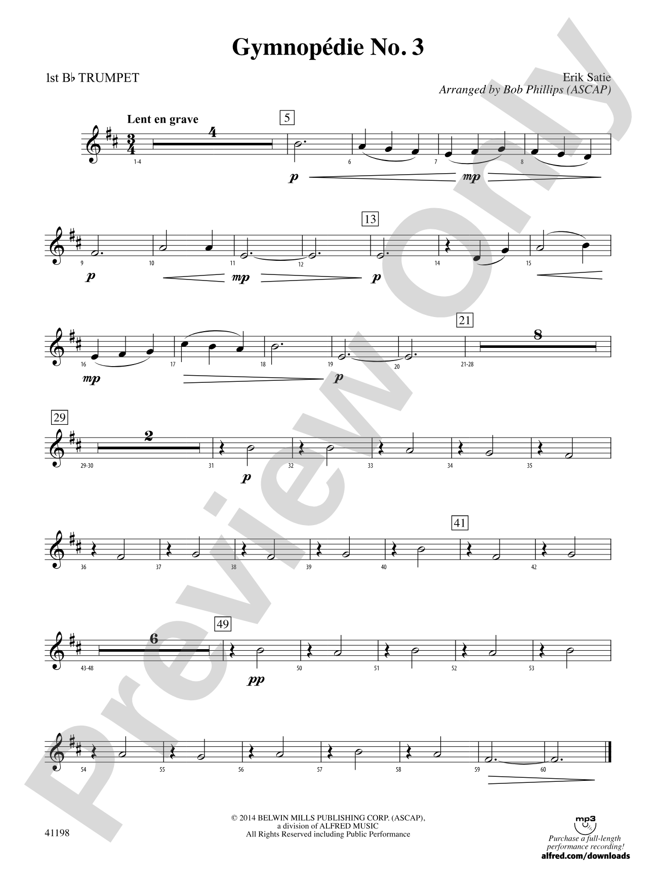 Gymnopédie No. 3: 1st B-flat Trumpet
