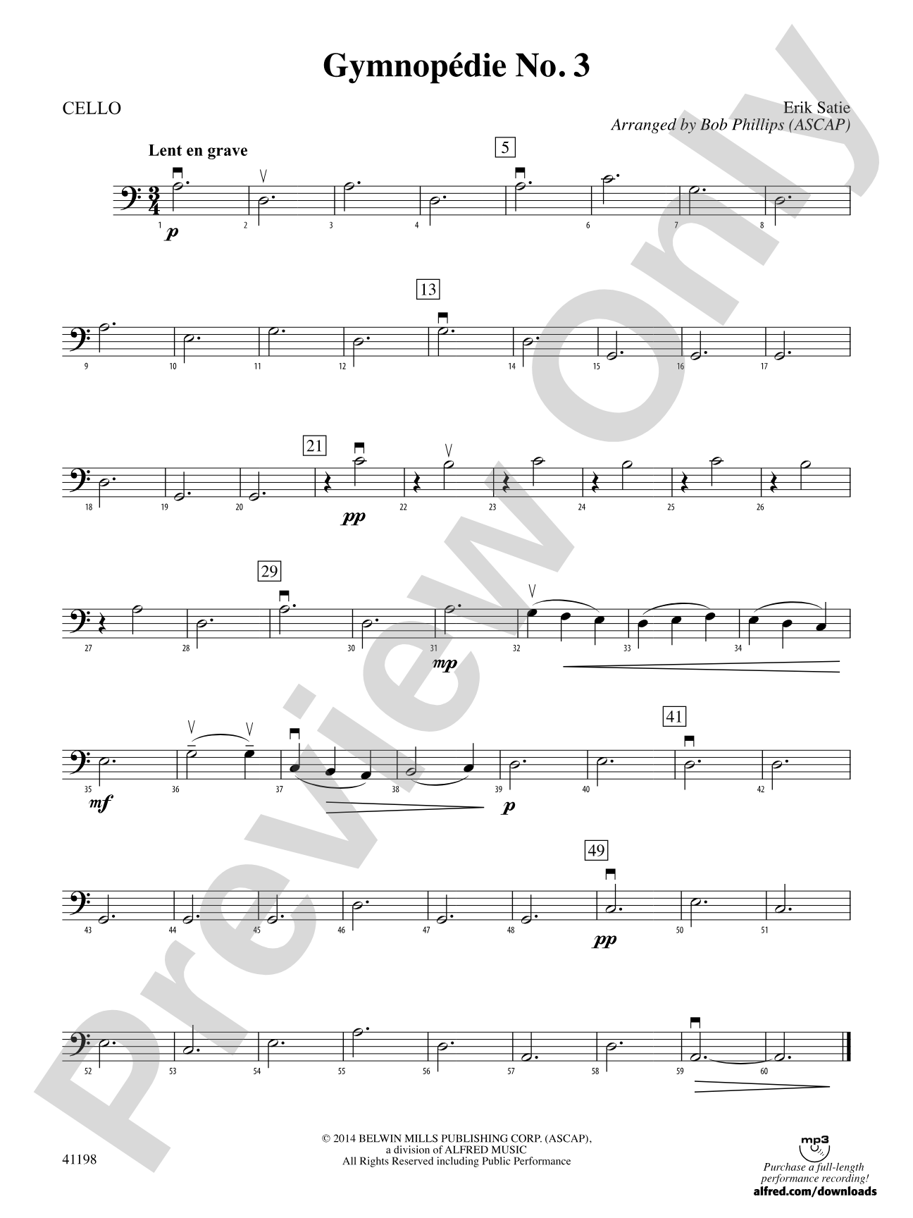 Gymnopédie No. 3: Cello