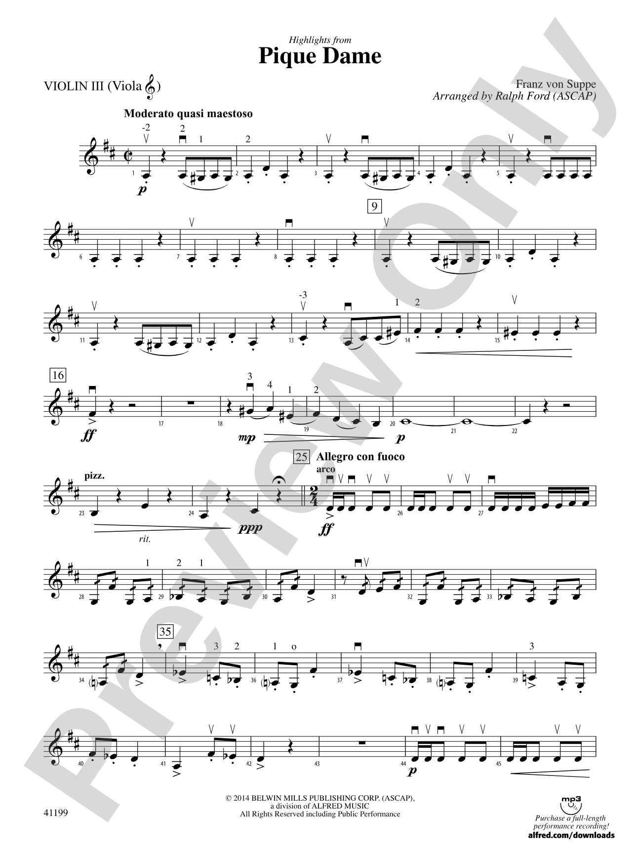 Highlights from Pique Dame: 3rd Violin (Viola [TC])