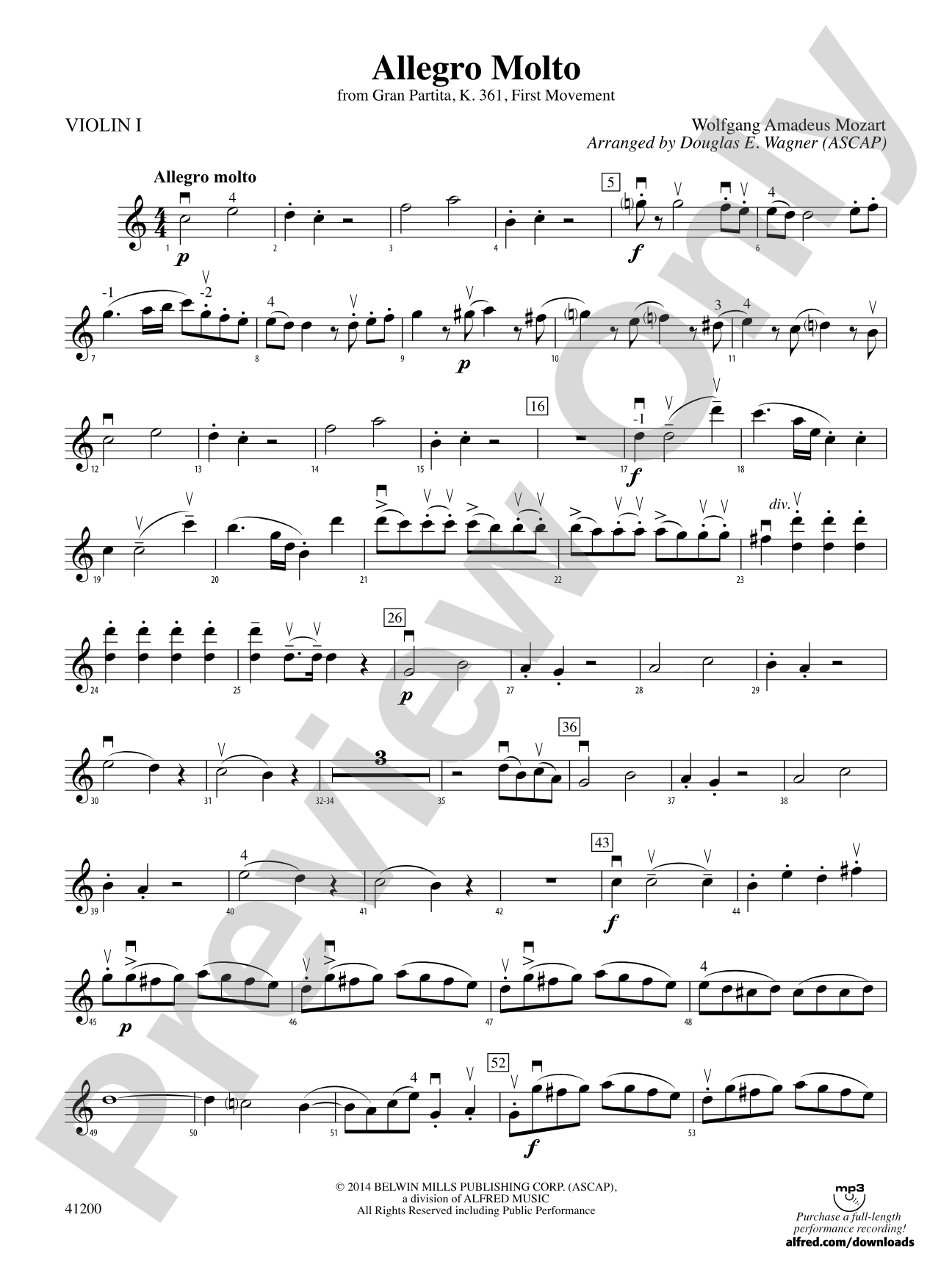 Allegro Molto: 1st Violin