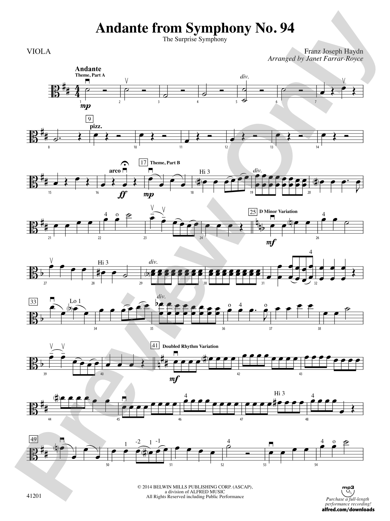 Andante from Symphony No. 94: Viola