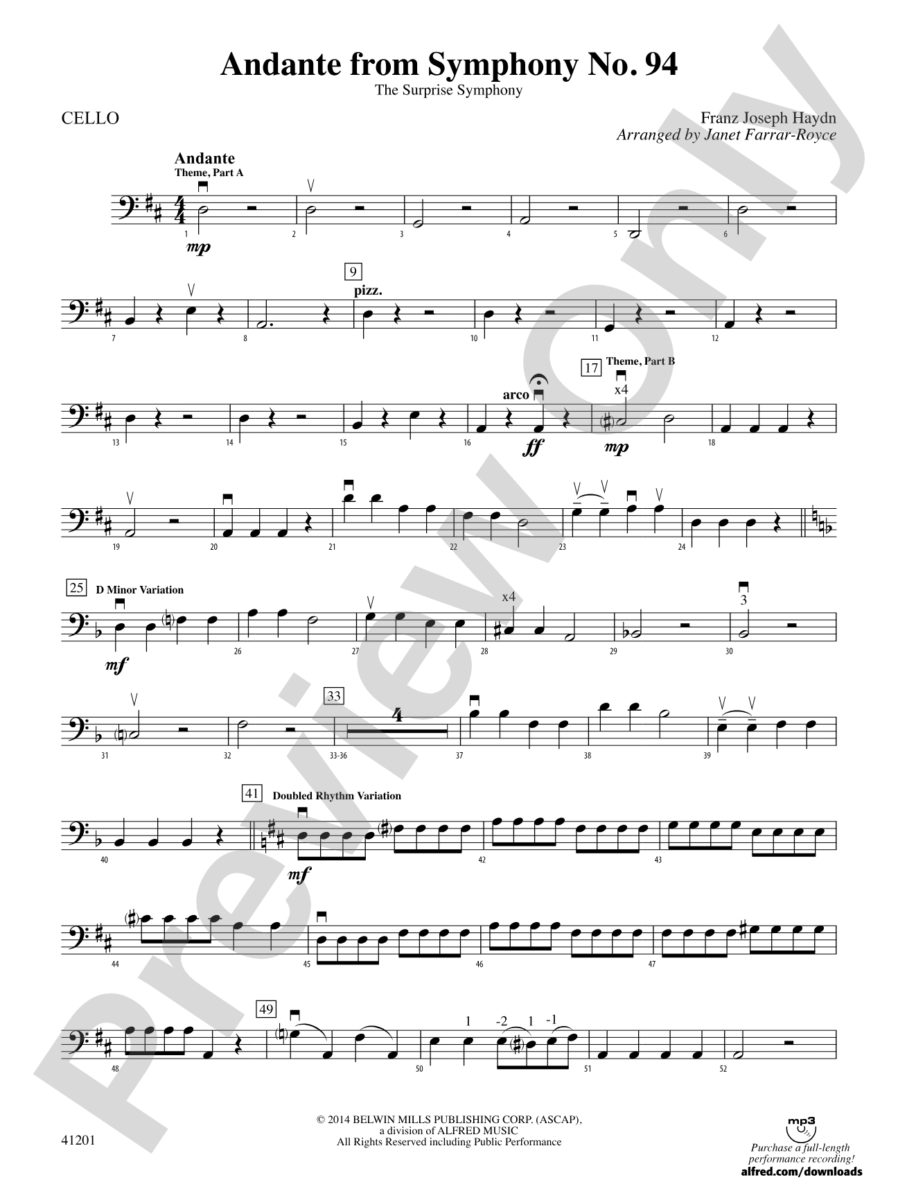 Andante from Symphony No. 94: Cello