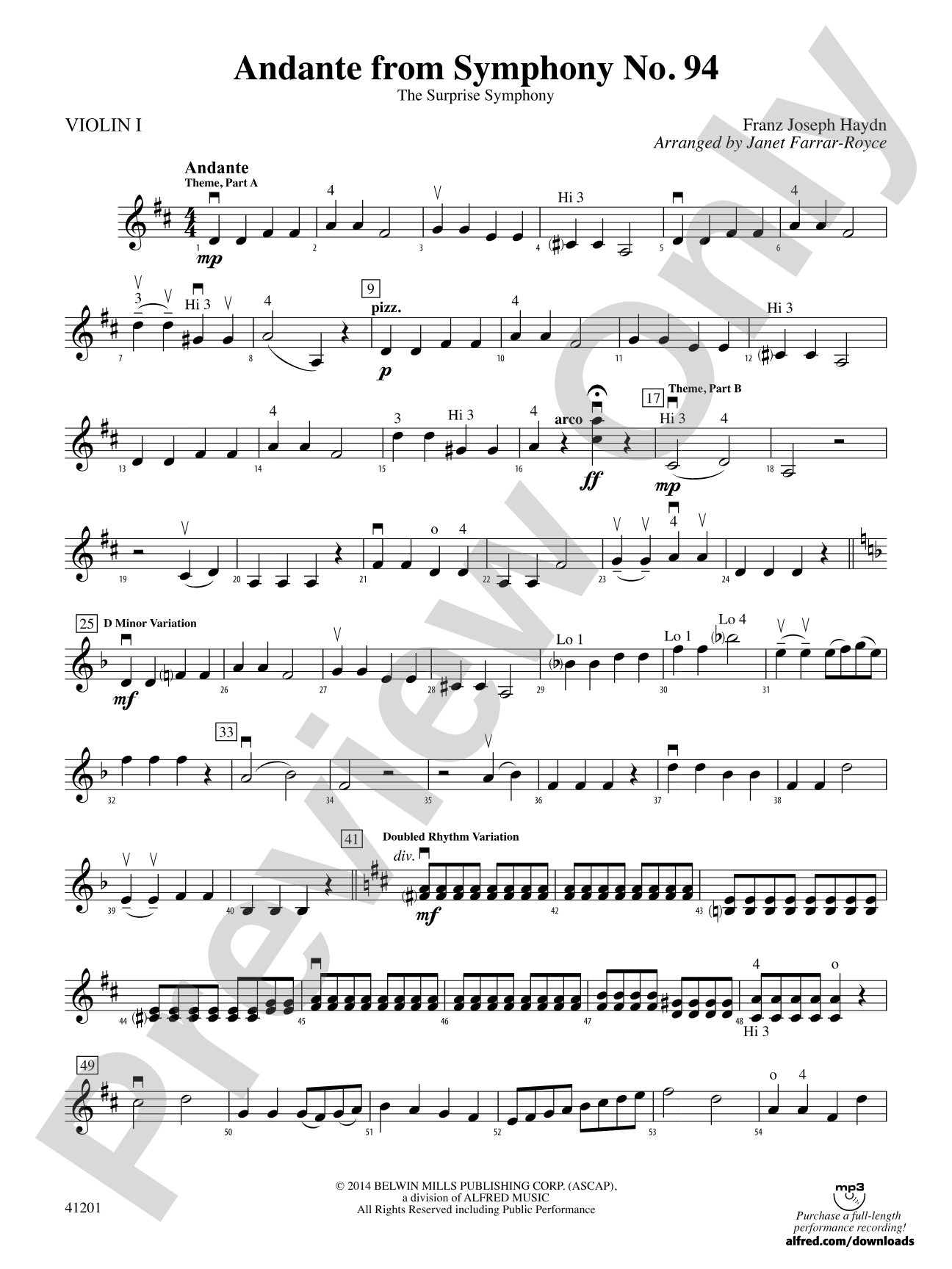 Andante from Symphony No. 94: 1st Violin