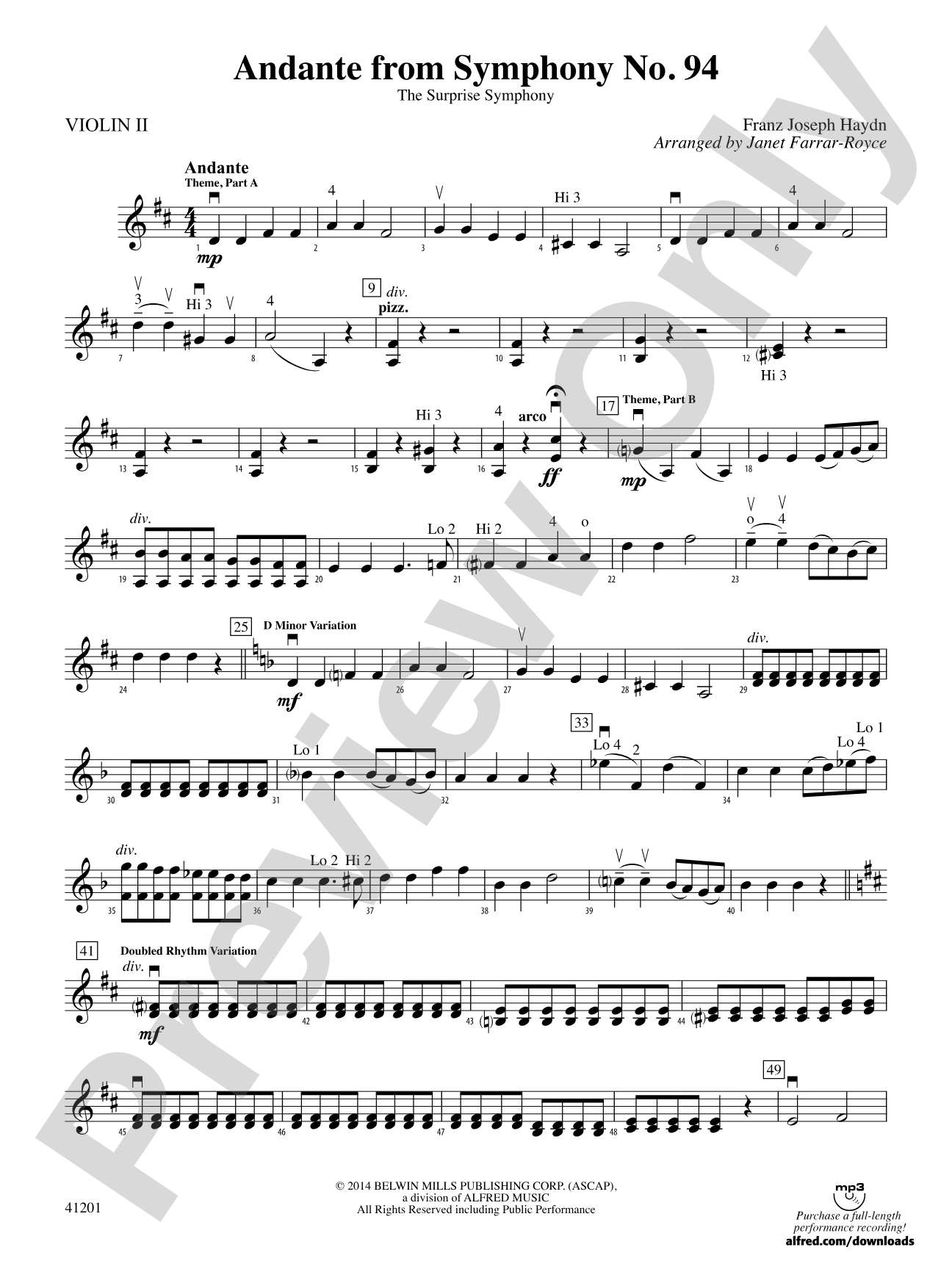 Andante from Symphony No. 94: 2nd Violin