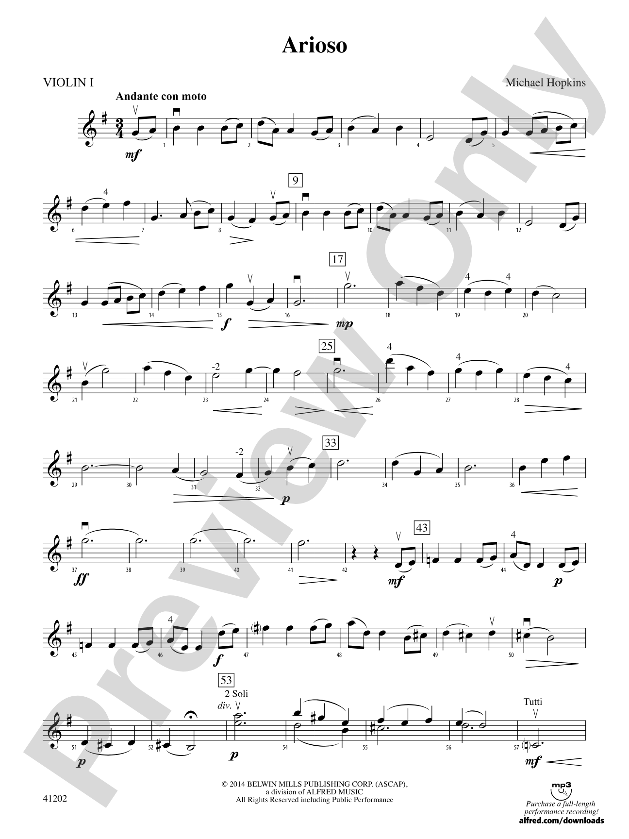 Arioso: 1st Violin