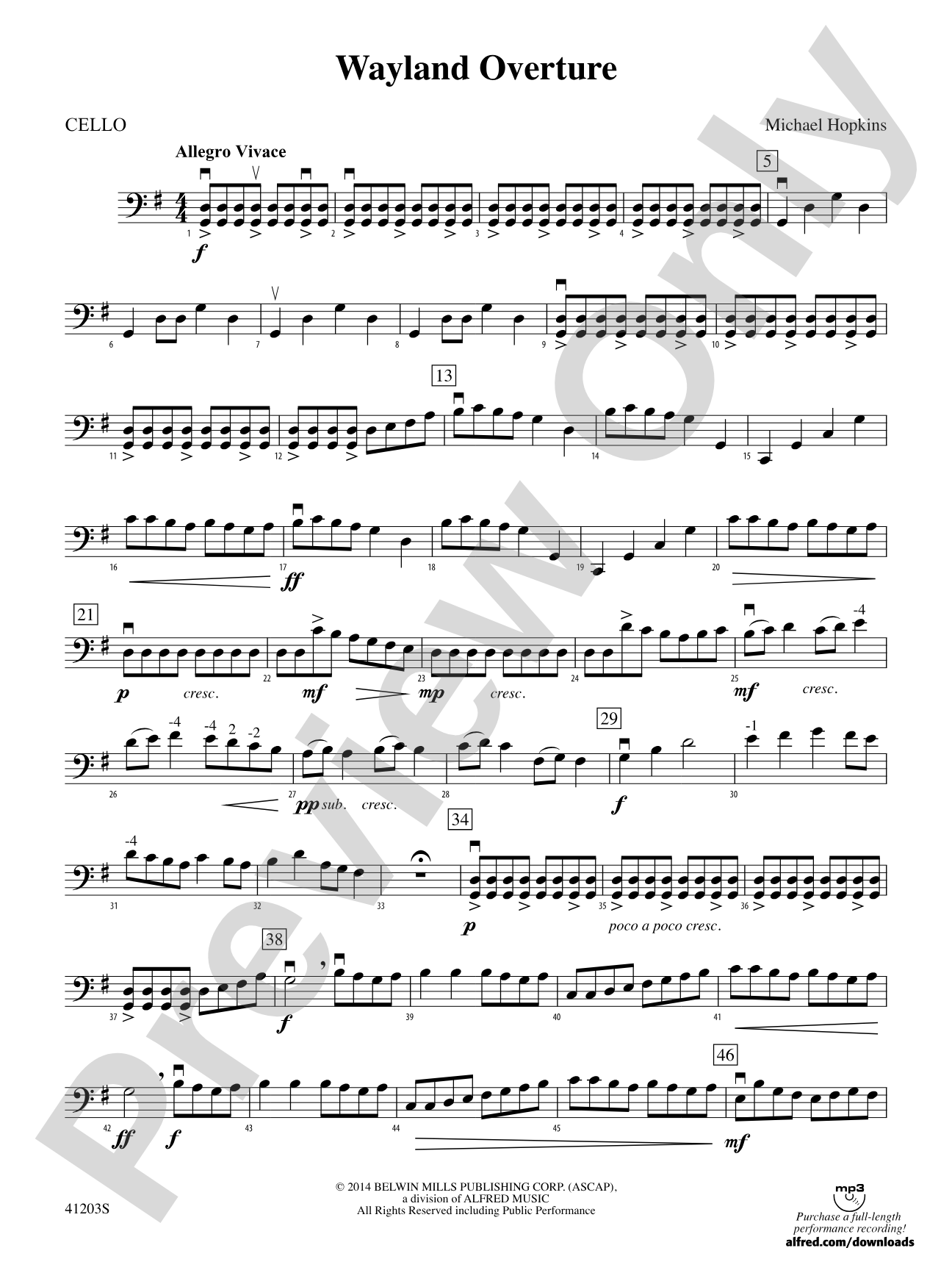 Wayland Overture: Cello