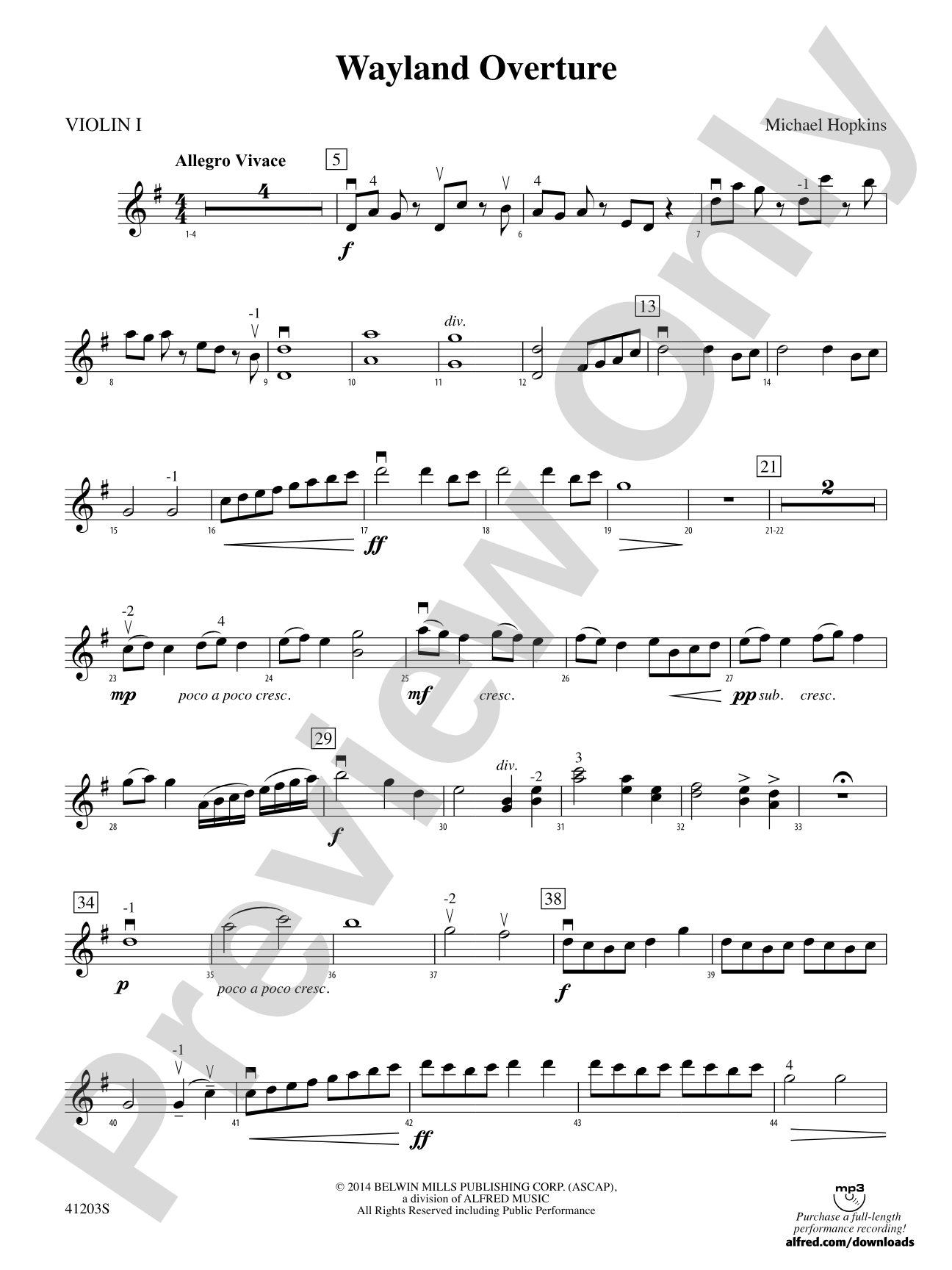 Wayland Overture: 1st Violin