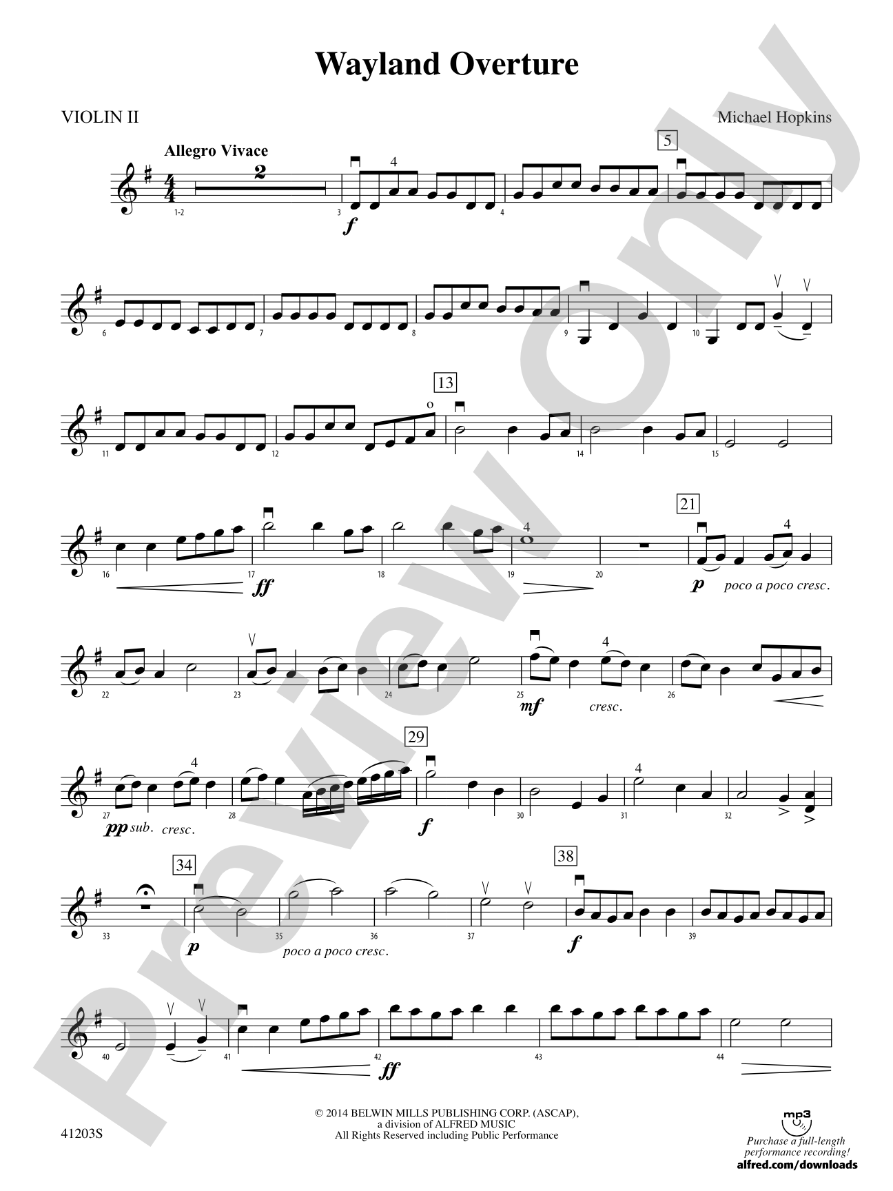Wayland Overture: 2nd Violin