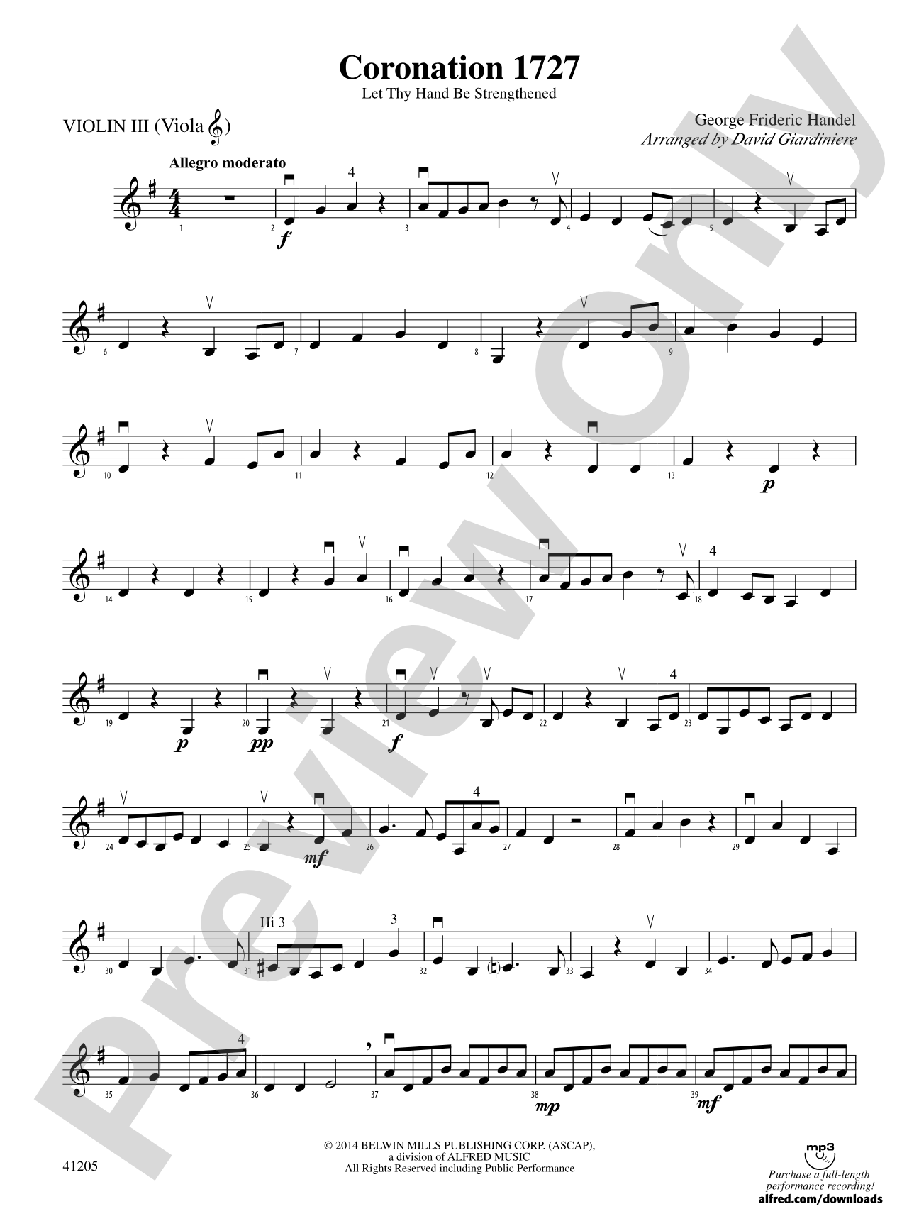 Coronation 1727: 3rd Violin (Viola [TC])