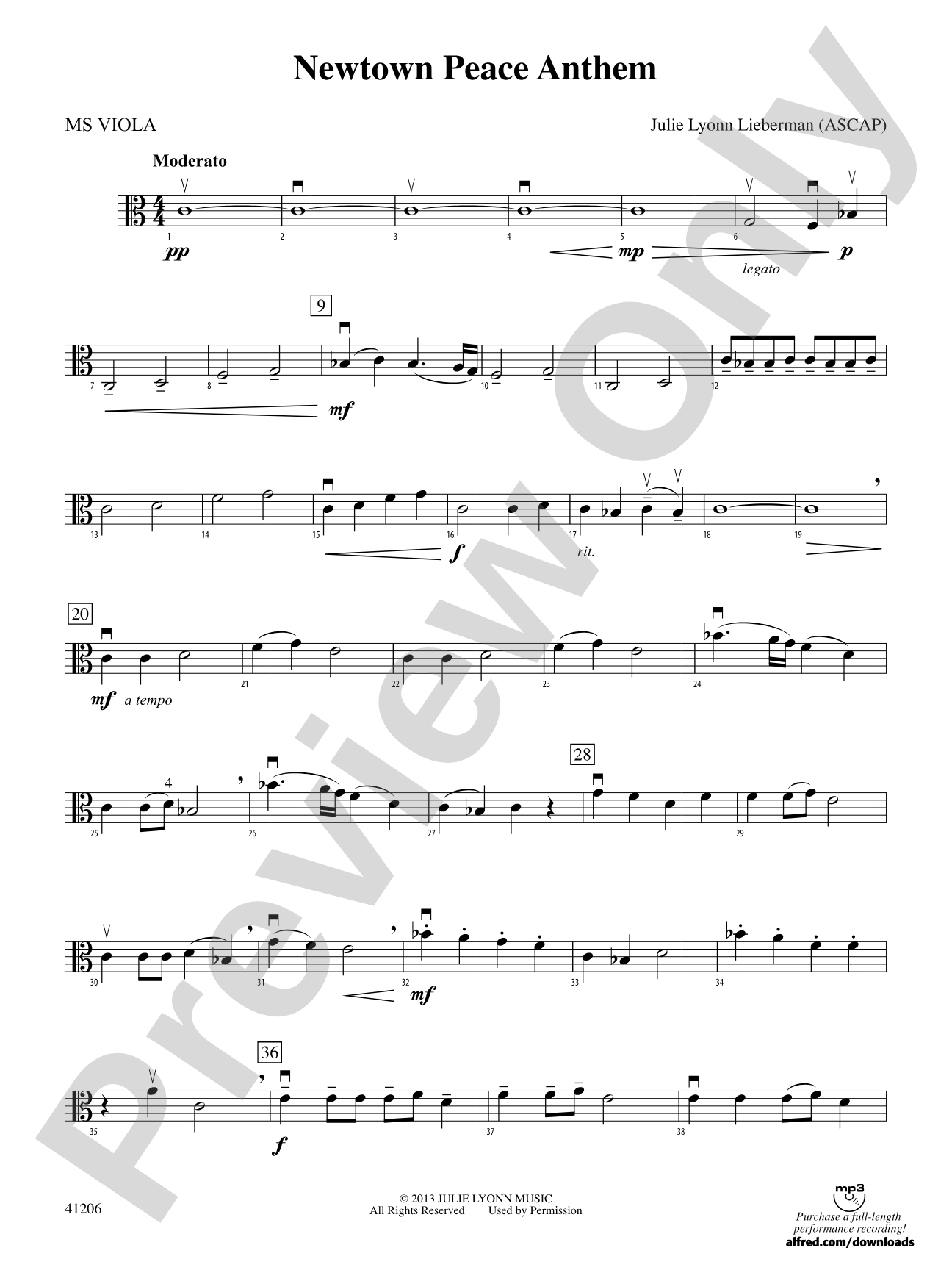 Newtown Peace Anthem: MS Viola
