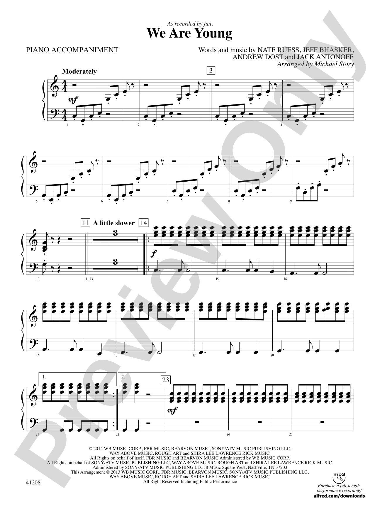 We Are Young: Piano Accompaniment