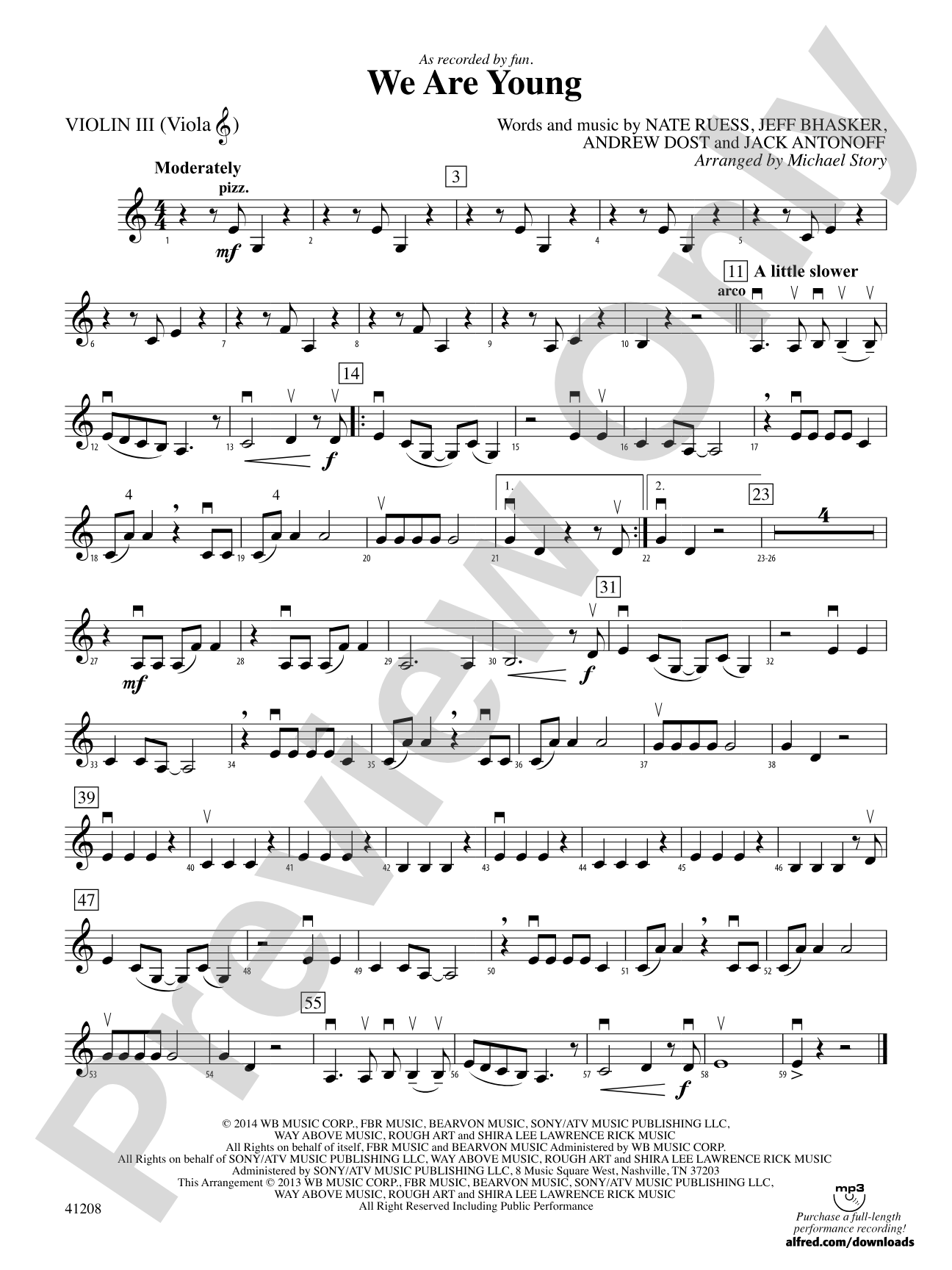 We Are Young: 3rd Violin (Viola [TC])