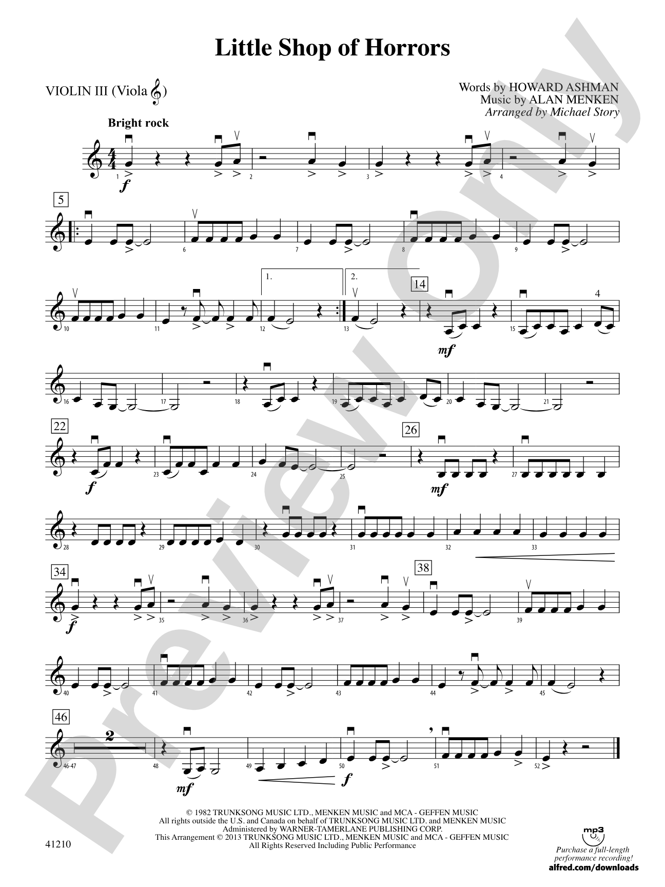 Little Shop of Horrors: 3rd Violin (Viola [TC])