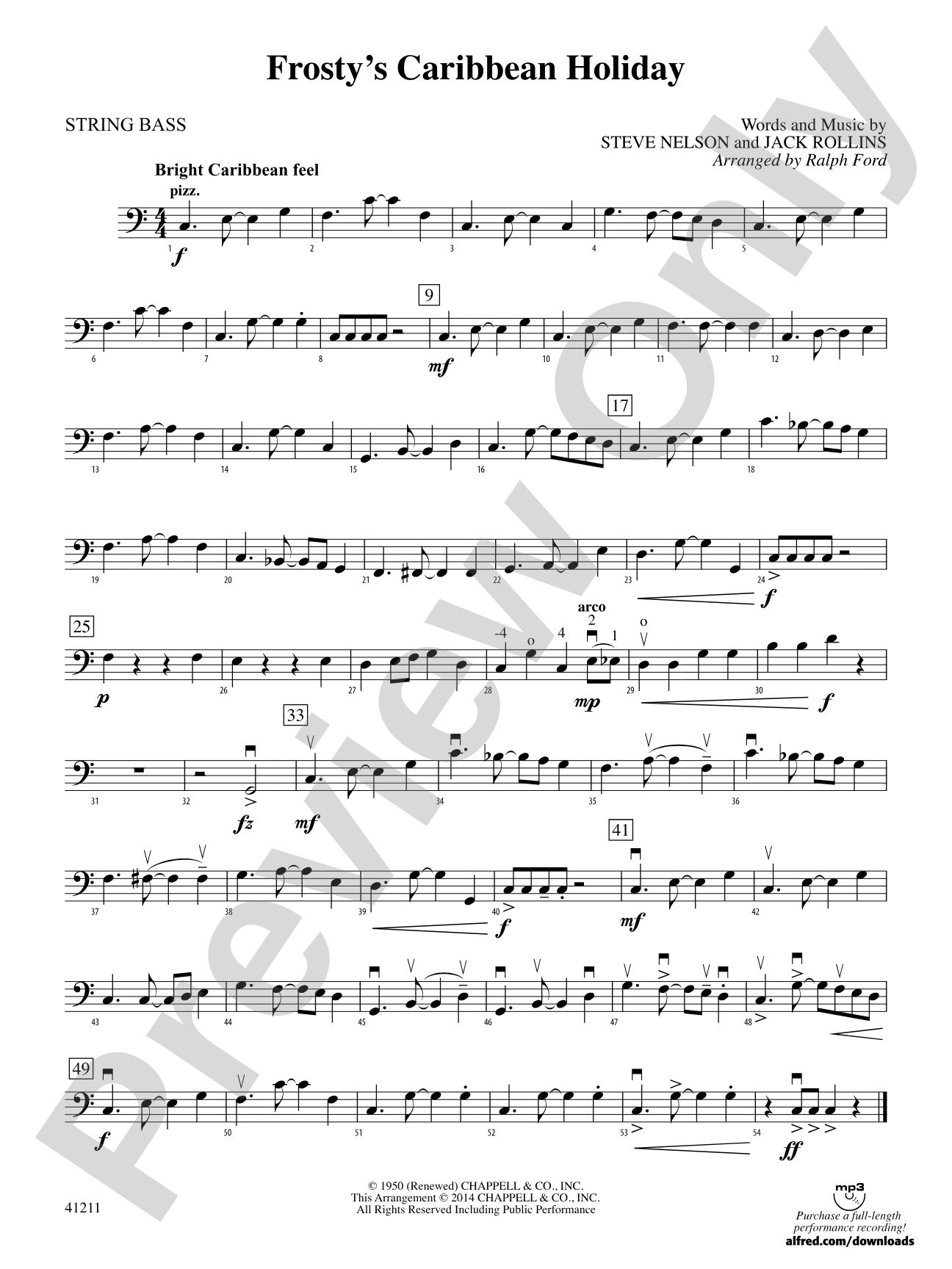 Frosty's Caribbean Holiday: String Bass