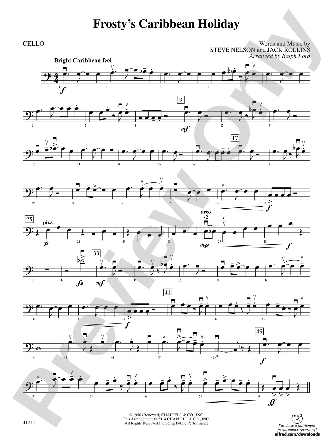 Frosty's Caribbean Holiday: Cello