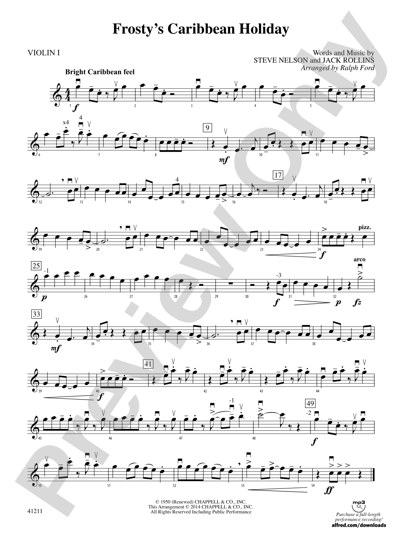 Frosty's Caribbean Holiday: 1st Violin