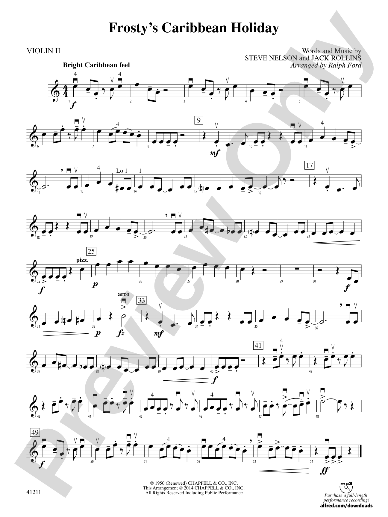 Frosty's Caribbean Holiday: 2nd Violin