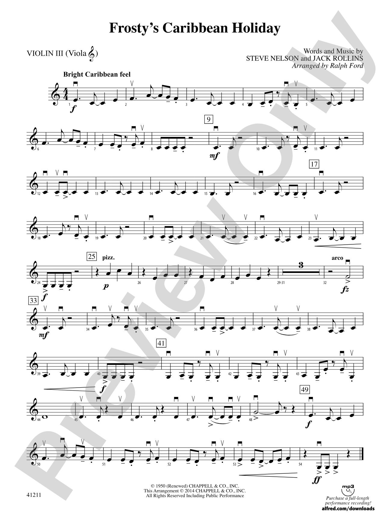 Frosty's Caribbean Holiday: 3rd Violin (Viola [TC])