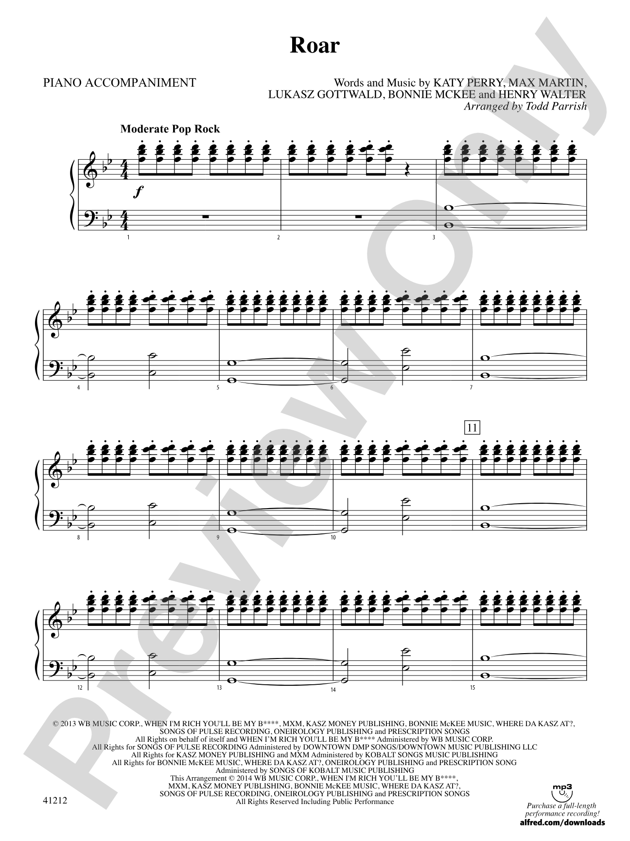 Roar: Piano Accompaniment