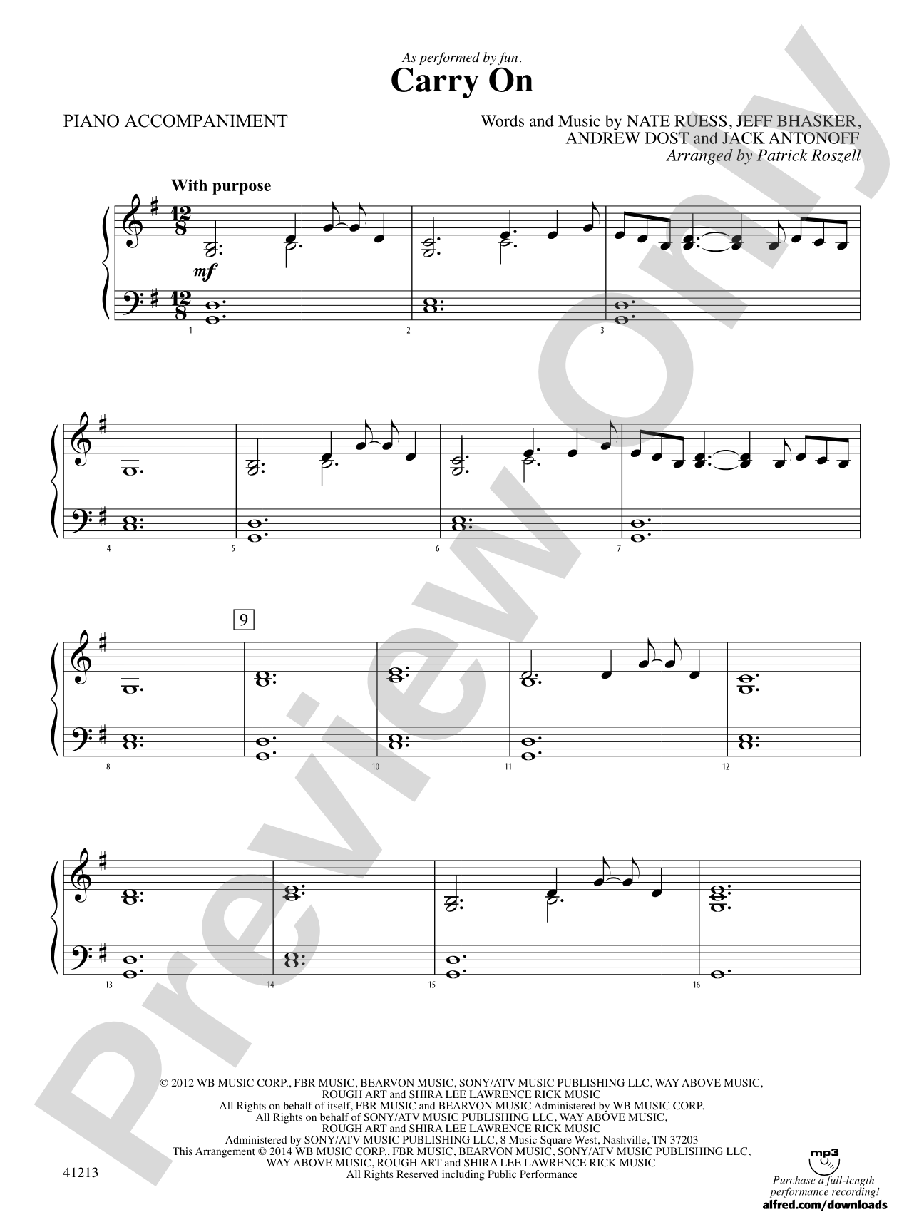 Carry On: Piano Accompaniment
