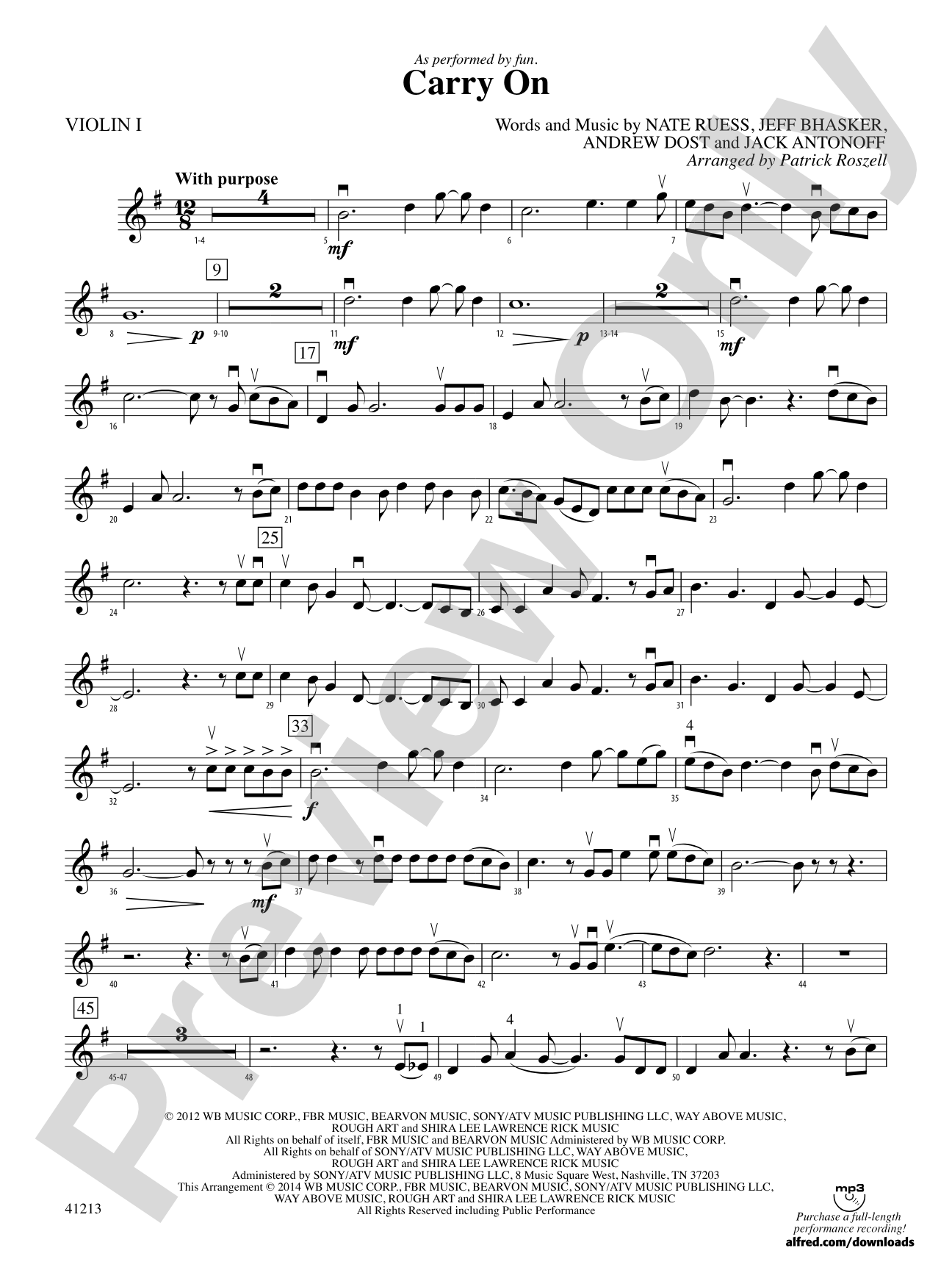 Carry On: 1st Violin