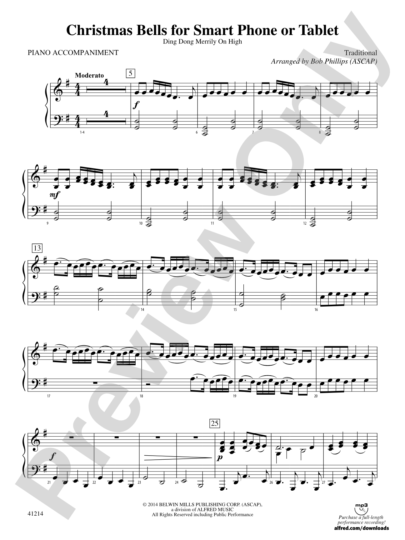 Christmas Bells for Smart Phone or Tablet: Piano Accompaniment