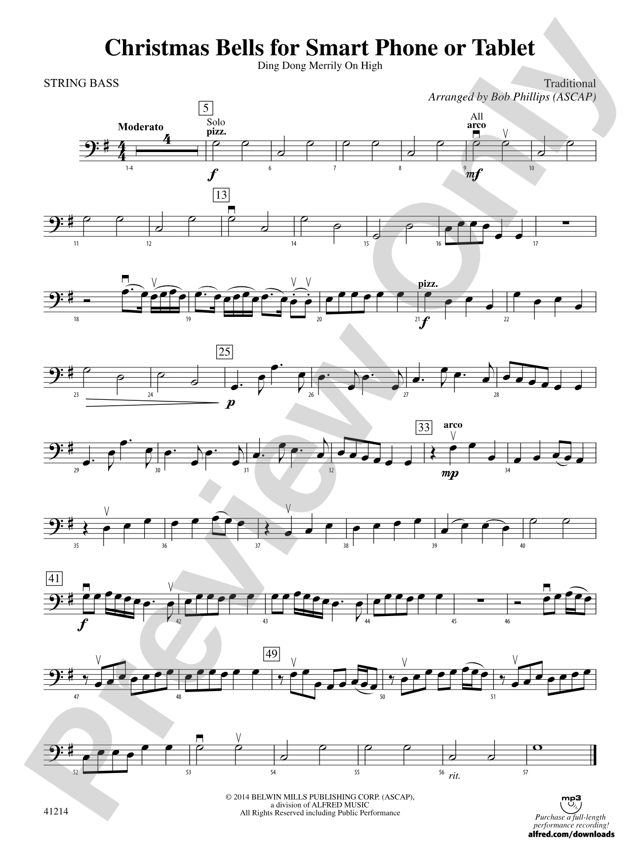 Christmas Bells for Smart Phone or Tablet: String Bass