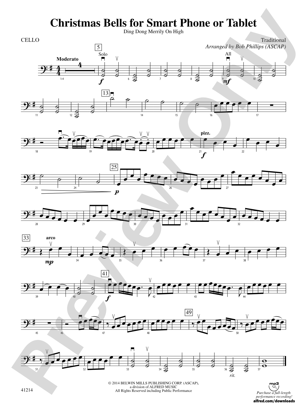 Christmas Bells for Smart Phone or Tablet: Cello
