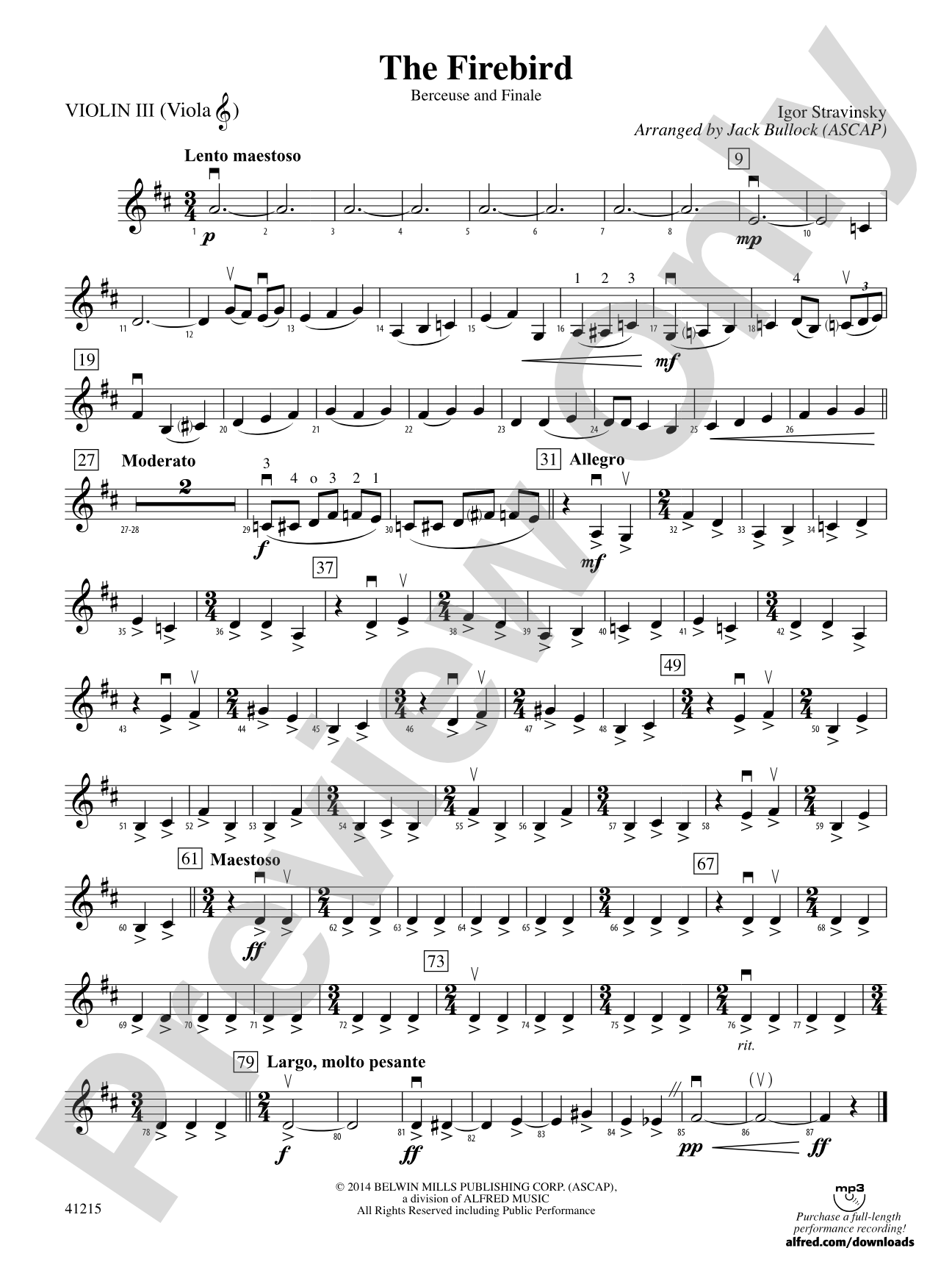 The Firebird: 3rd Violin (Viola [TC])