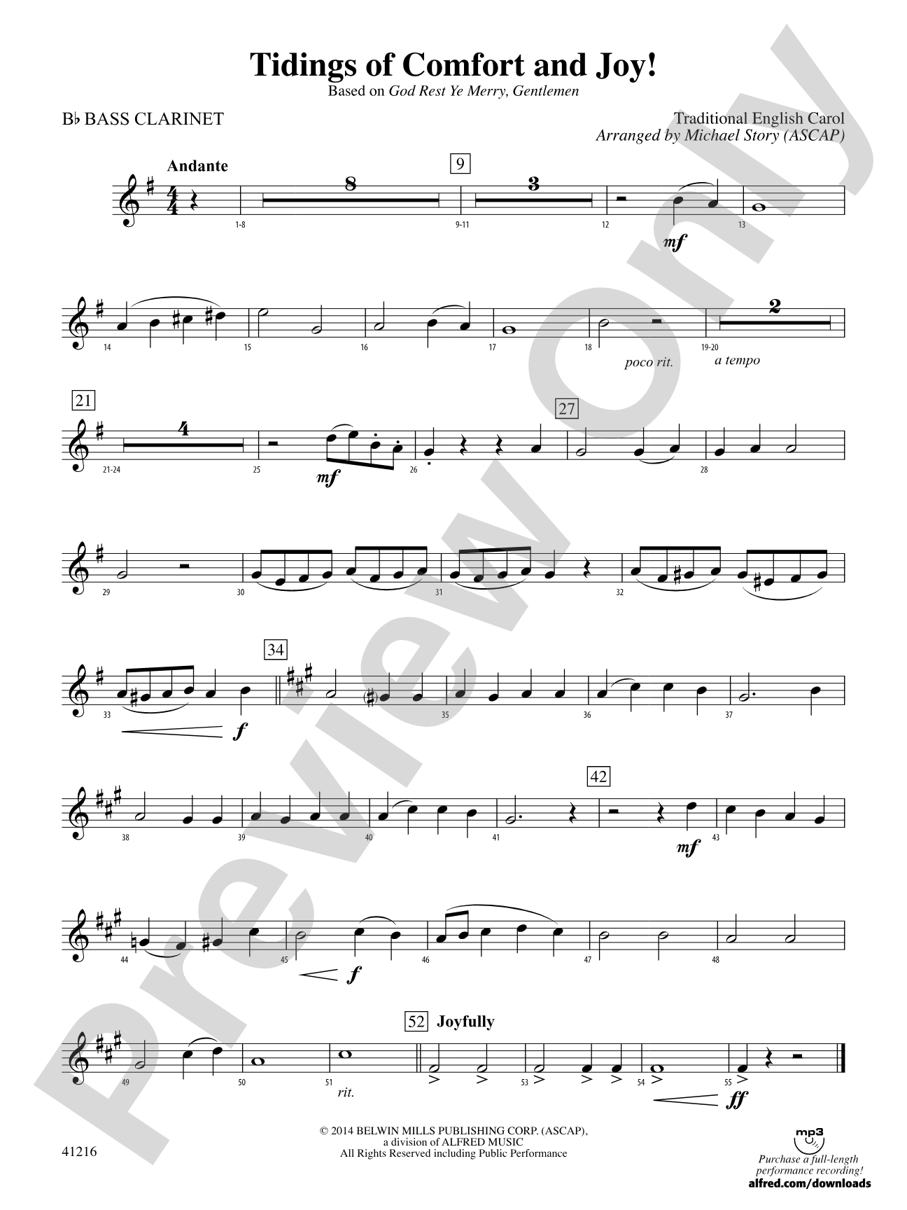 Tidings of Comfort and Joy!: B-flat Bass Clarinet