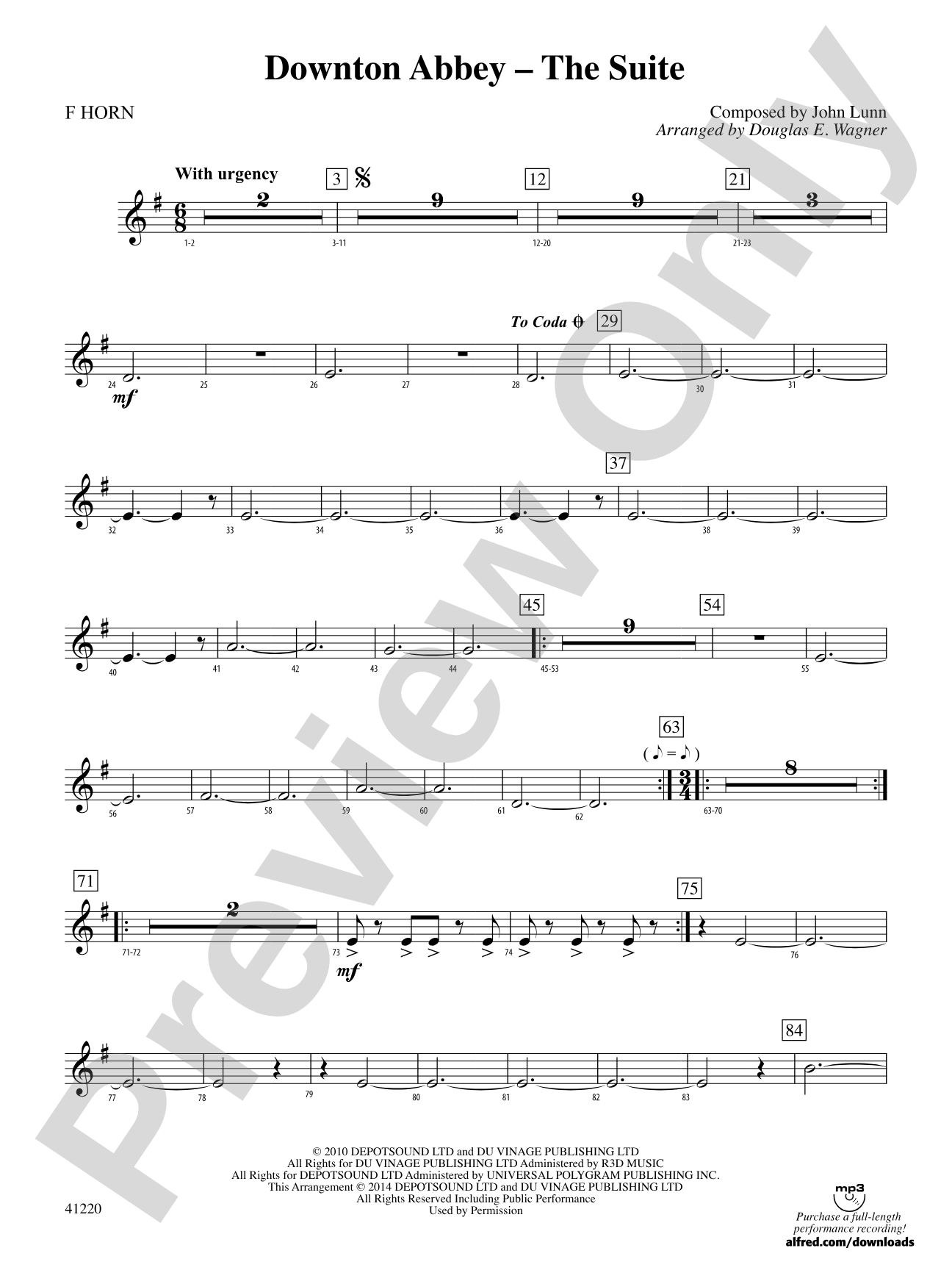 Downton Abbey – The Suite: 1st F Horn