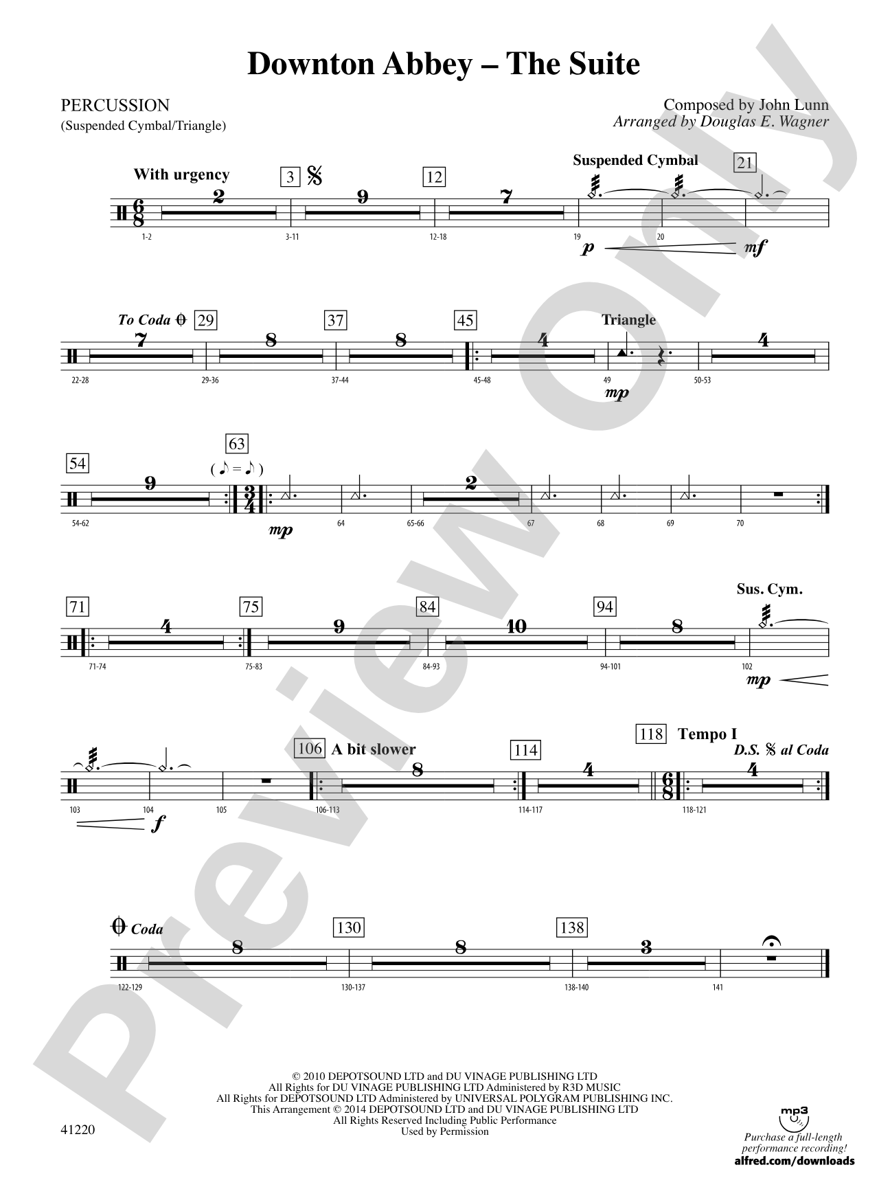 Downton Abbey – The Suite: 1st Percussion