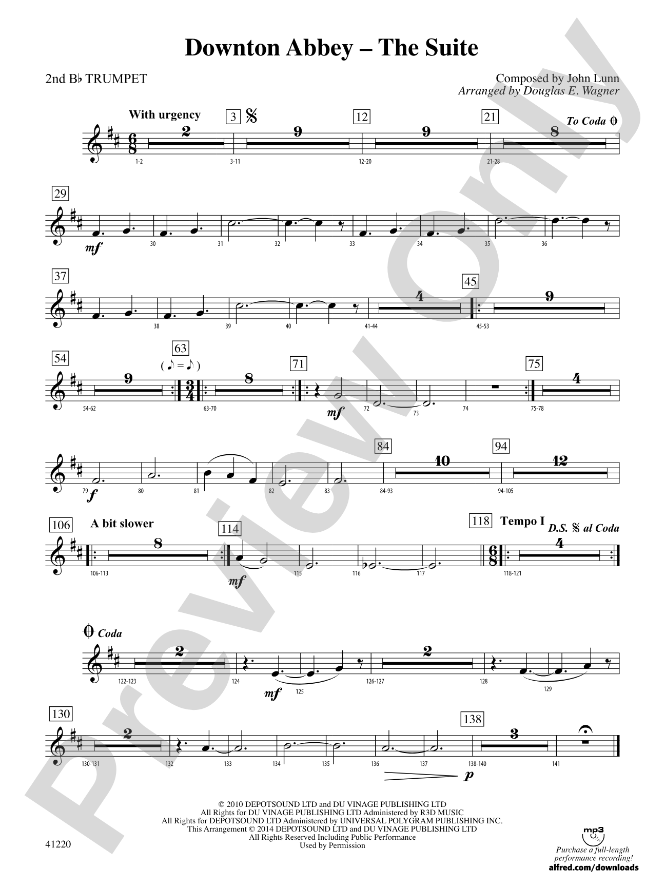 Downton Abbey – The Suite: 2nd B-flat Trumpet