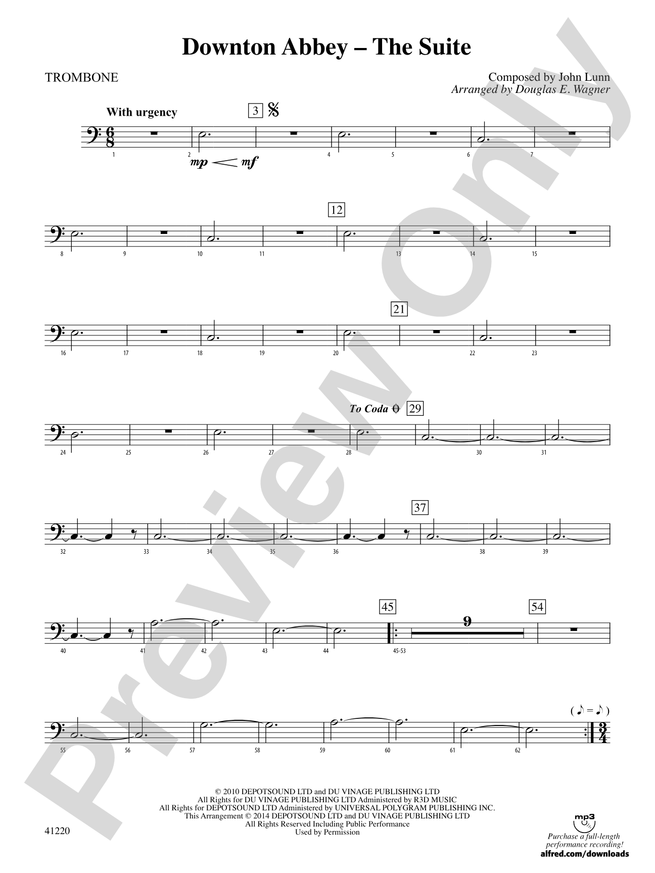 Downton Abbey – The Suite: 1st Trombone