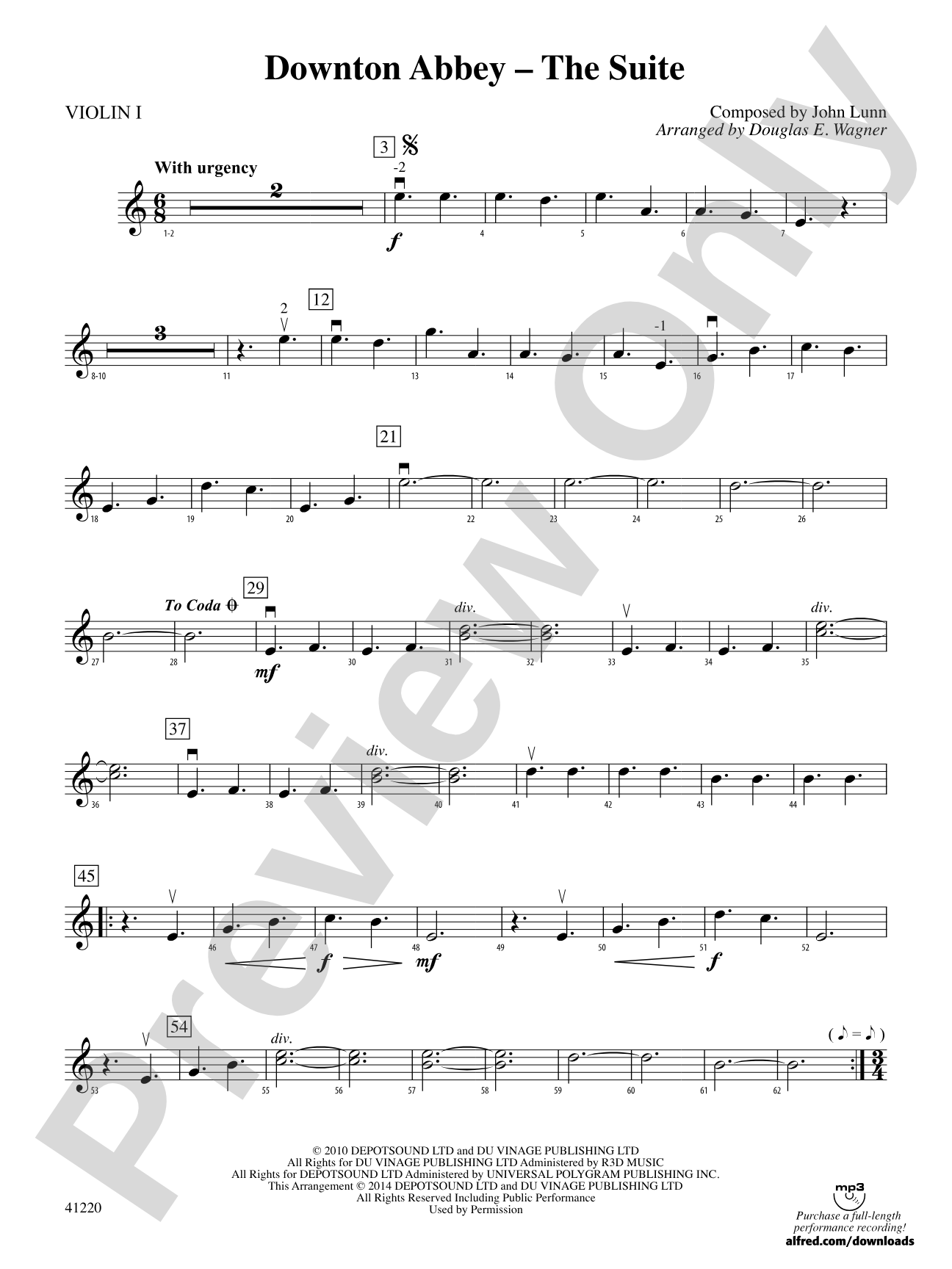 Downton Abbey – The Suite: 1st Violin